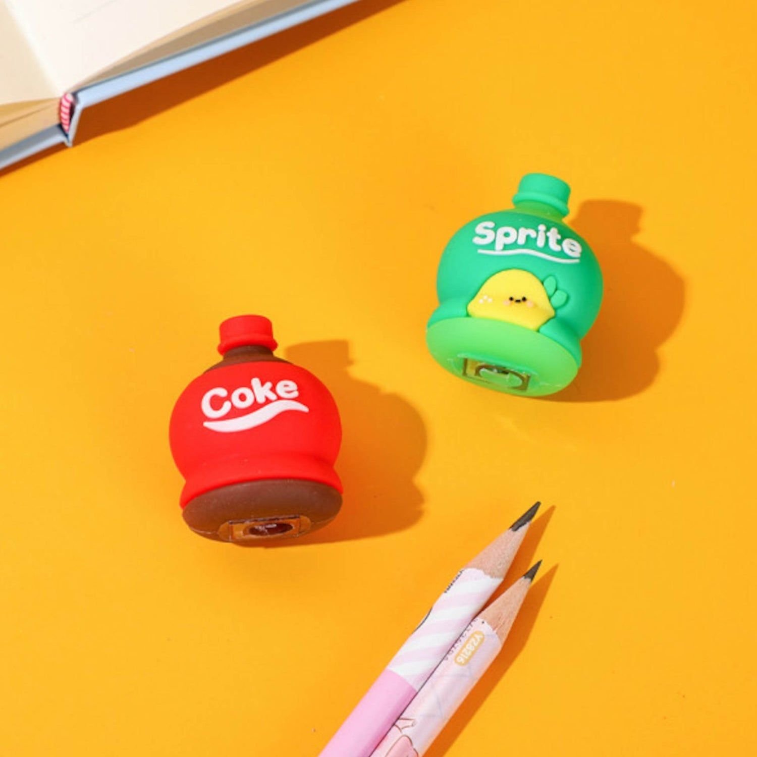 2-in-1 3D Cold Drink Bottle Shape Rubber Pencil Sharpener and Eraser Set, Stationery for Kids School Boys Girls, Birthday Return Gifts (1 Pc ) - Image 3