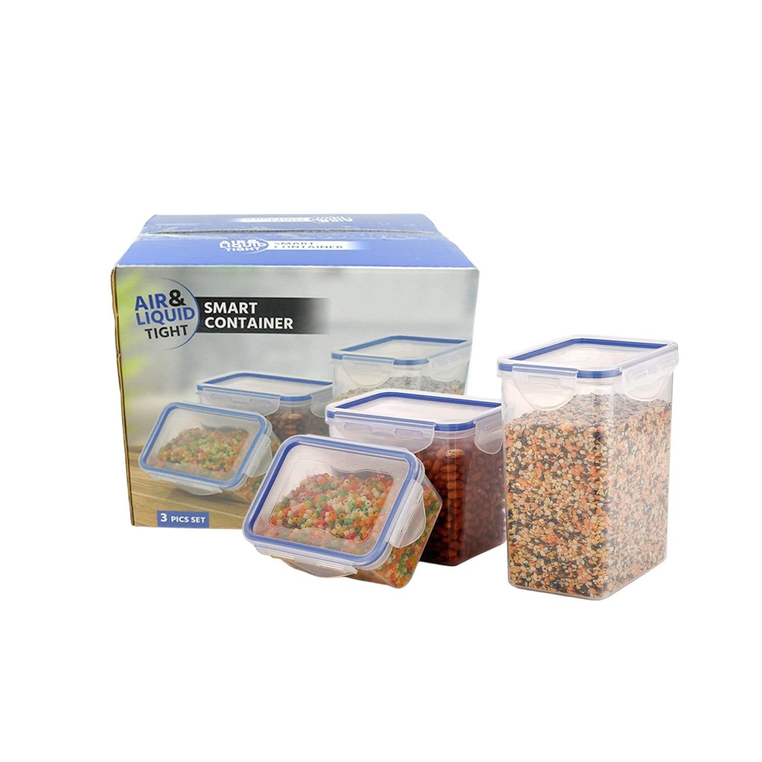 Classics Rectangular Plastic Airtight Food Storage Containers with Leak Proof Locking Lid Storage container set of 3 Pc( Approx Capacity 500ml,1000ml,1500ml, Transparent) - Image 5