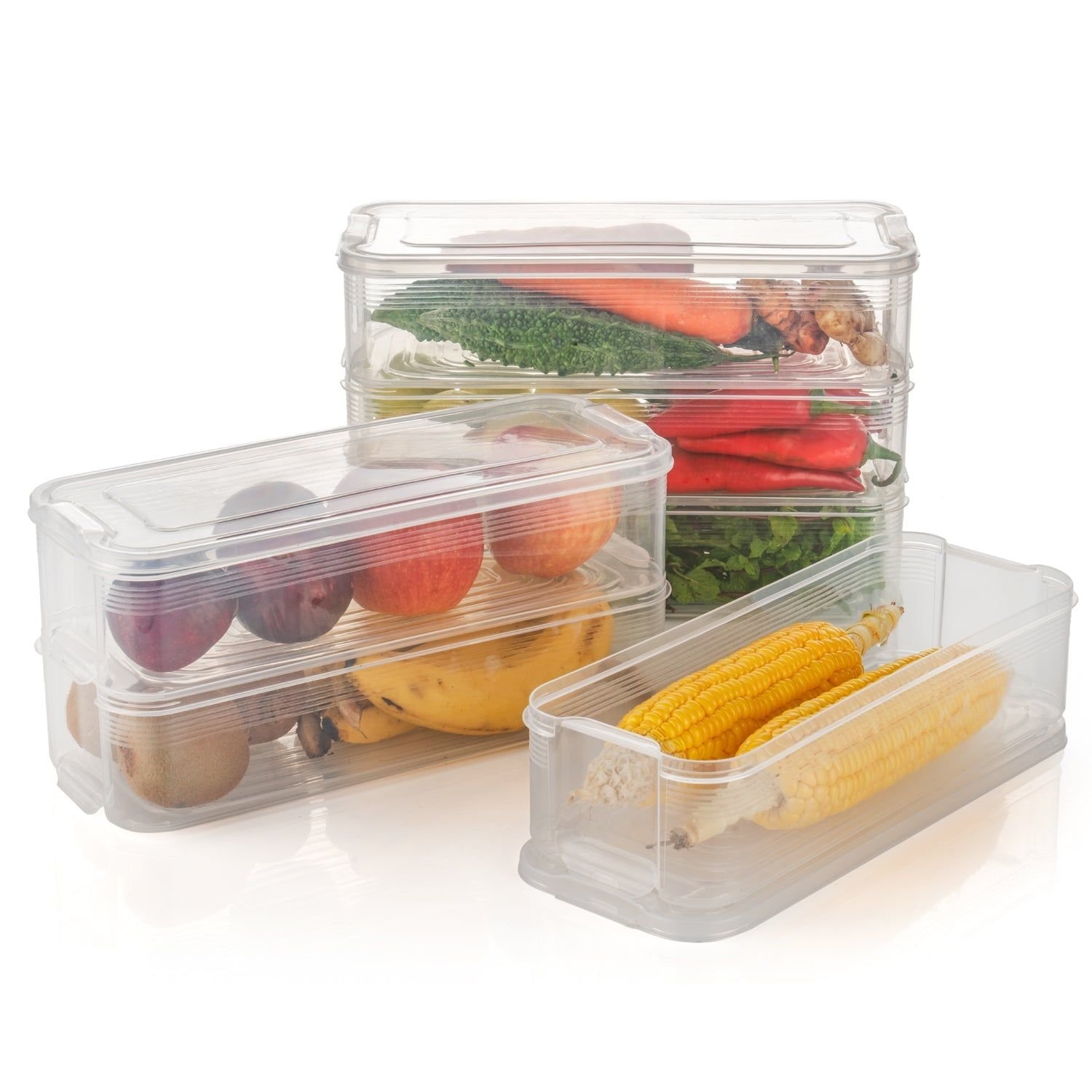 3 Fridge Storage Container, Fridge Organizer with Lid Stackable Fridge Storage Containers Plastic Freezer Storage Containers for Fish, Meat, Vegetables, Fruits, Pack of 3pcs, 1500ML Approx - Image 3