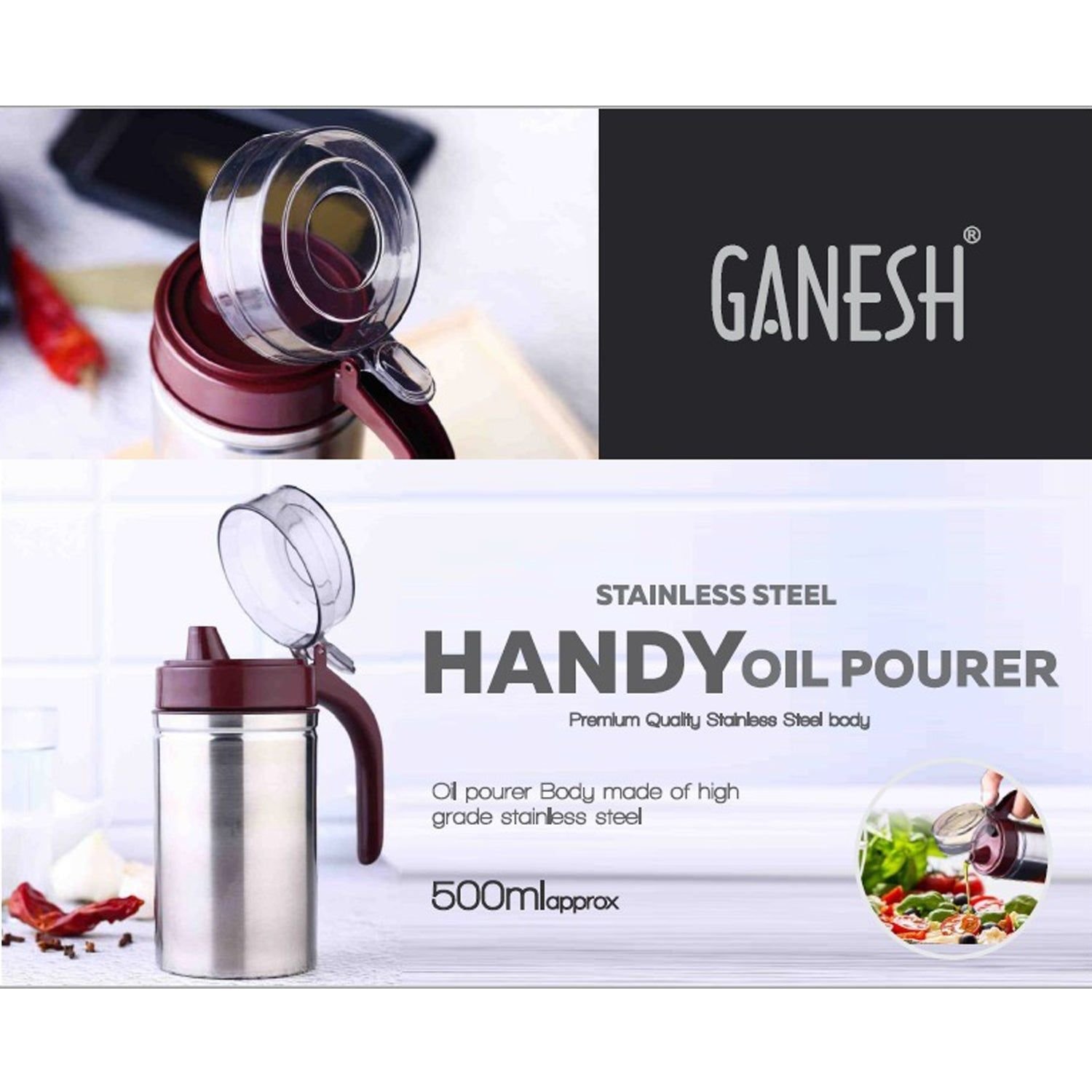 Oil Dispenser Stainless Steel with small nozzle 500ML Oil Container. - Image 5