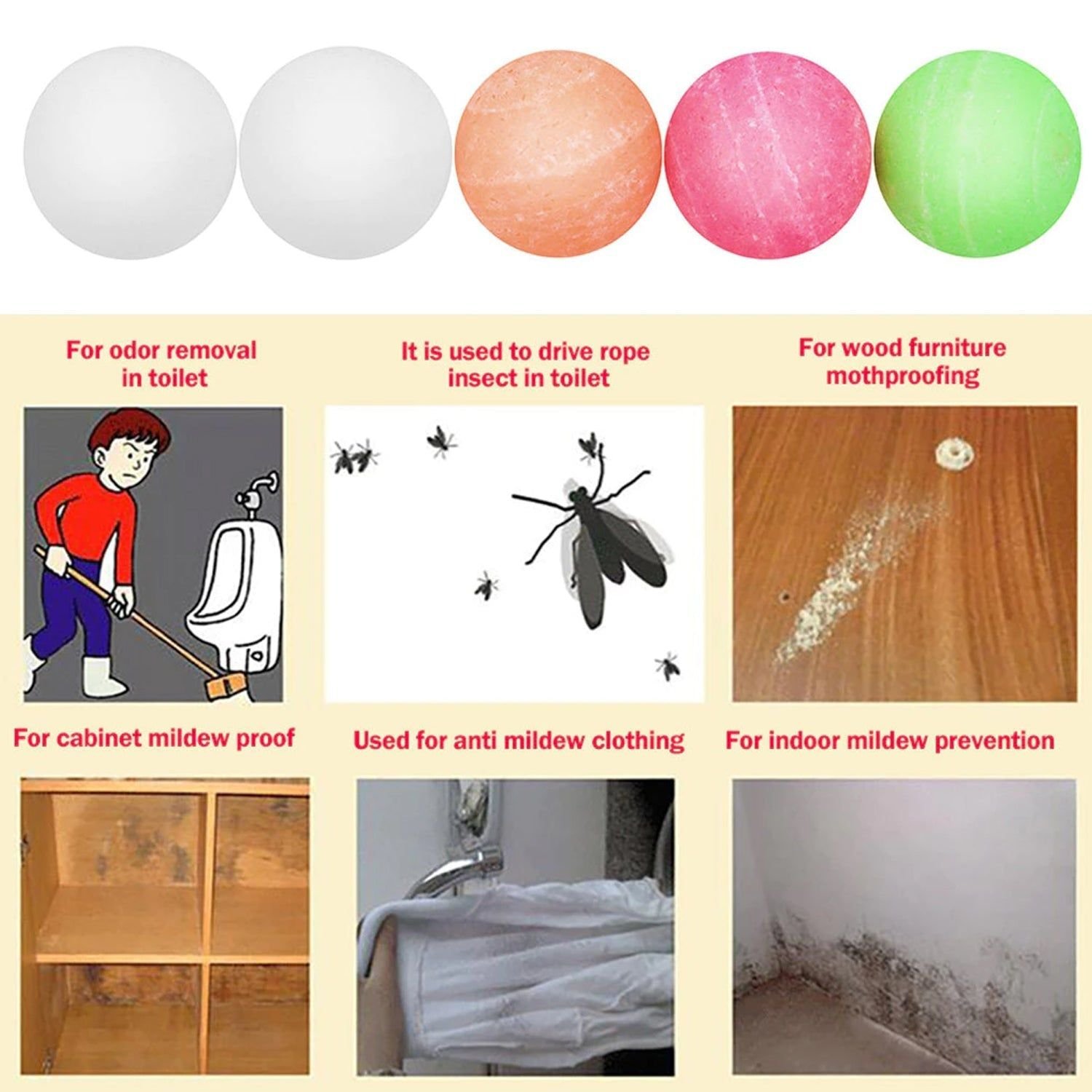 Urinal Balls | Sani Balls | Bathroom Freshener Fragrance Blocks, Air Freshener for Bathroom, Toilet, Shoe Rack, etc. Long-Lasting Fragrance (5 Pcs Set - Image 7