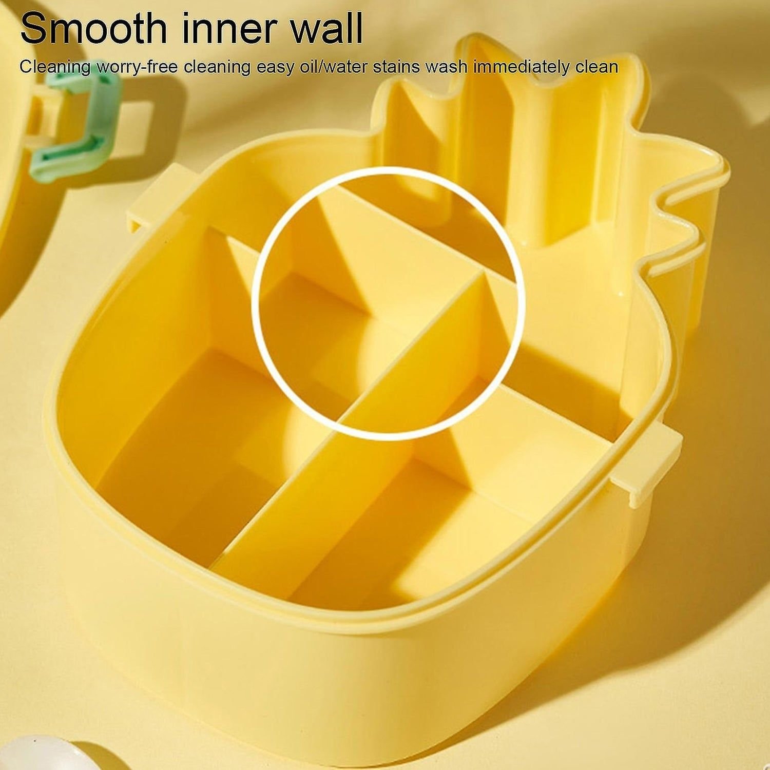Kids Lunch Box Cute Pineapple Shaped Bento Box with Fork Spoon Snack Container Microwave Portable Office Lunch Box (1 Pc / With Spoon & Fork) - Image 8