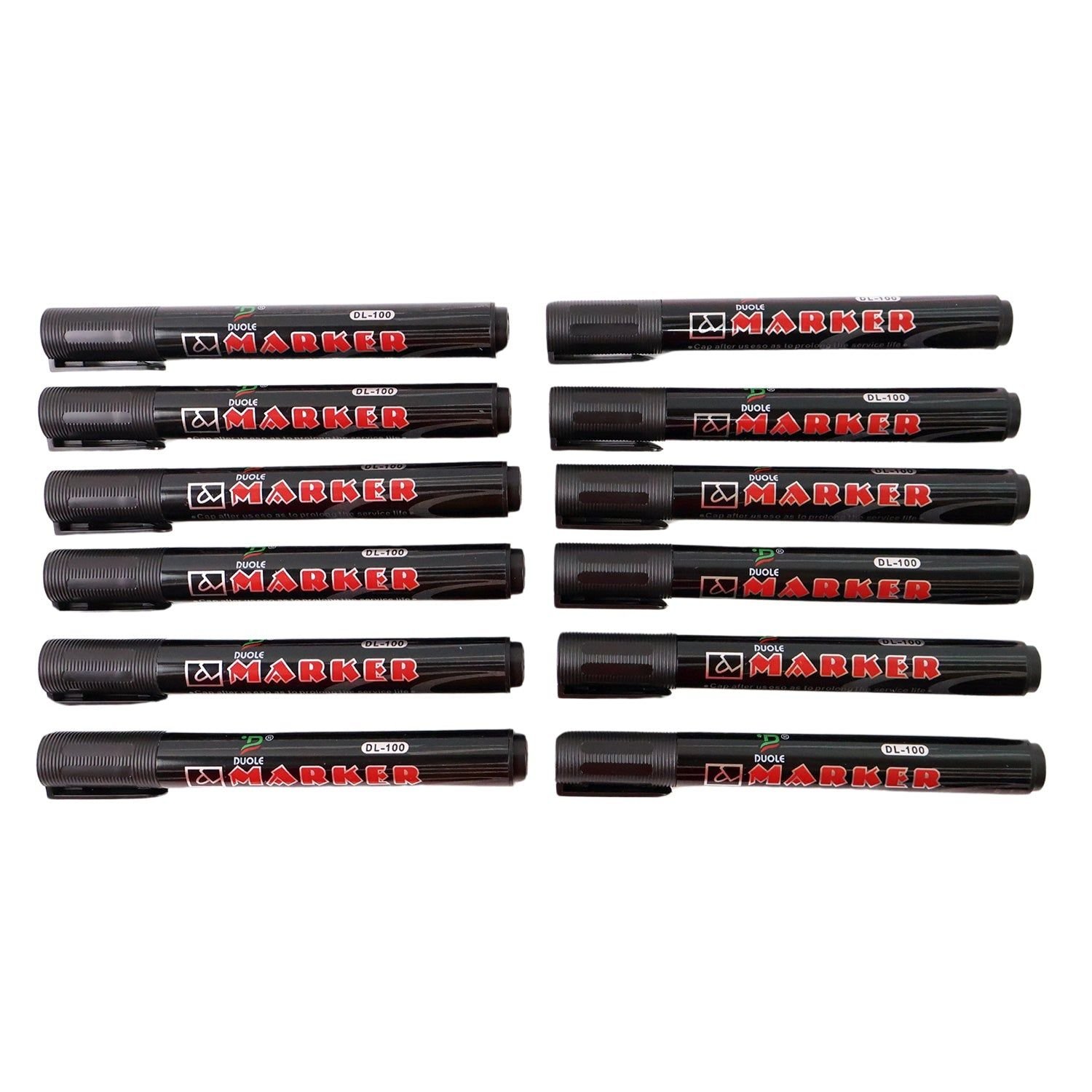 Premium Permanent Black Marker Pen Set (12 Pcs Set) - Image 5