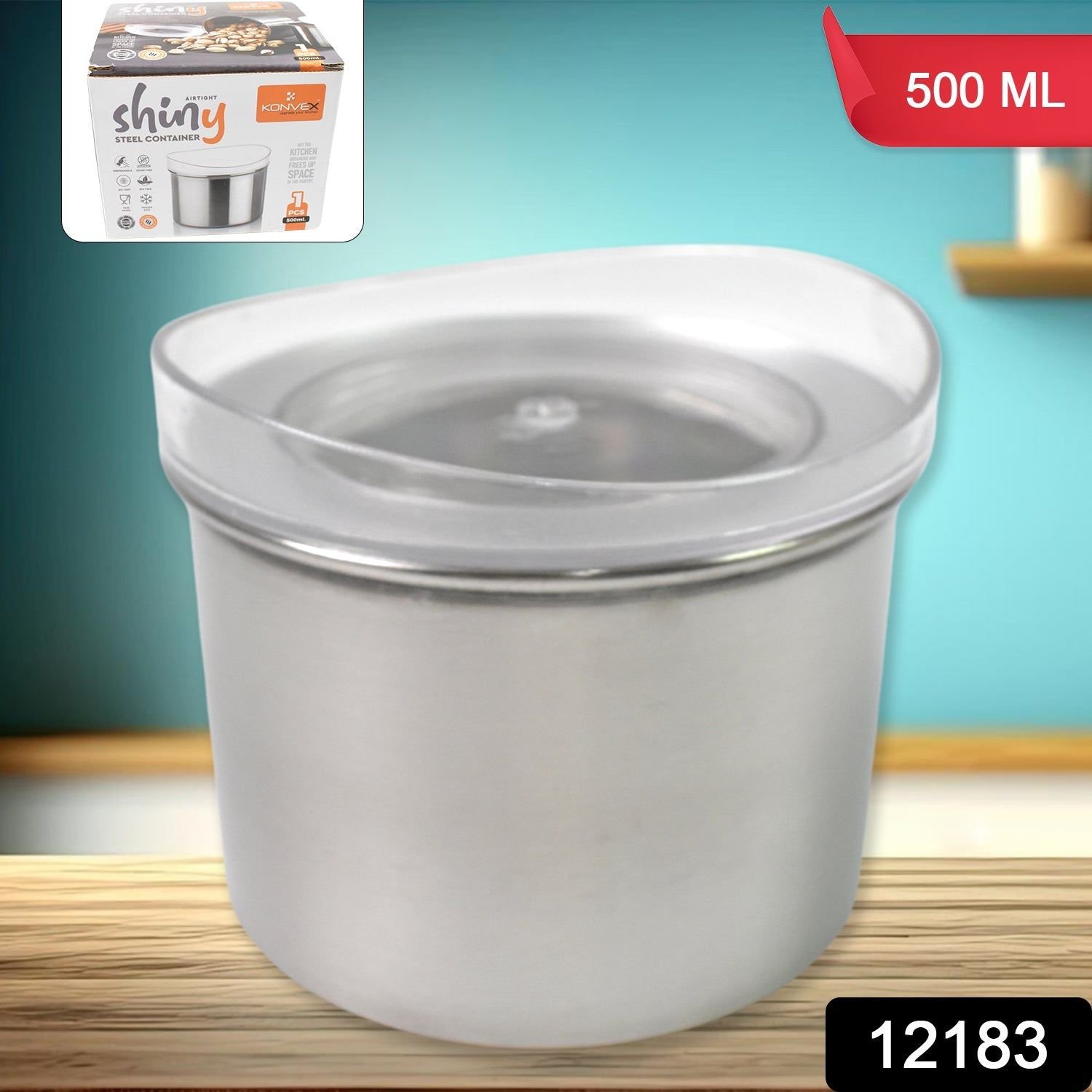 Multipurpose Stainless Steel Airtight Containers with See Through Lid (1 Pc / 500 ML) - Image 2