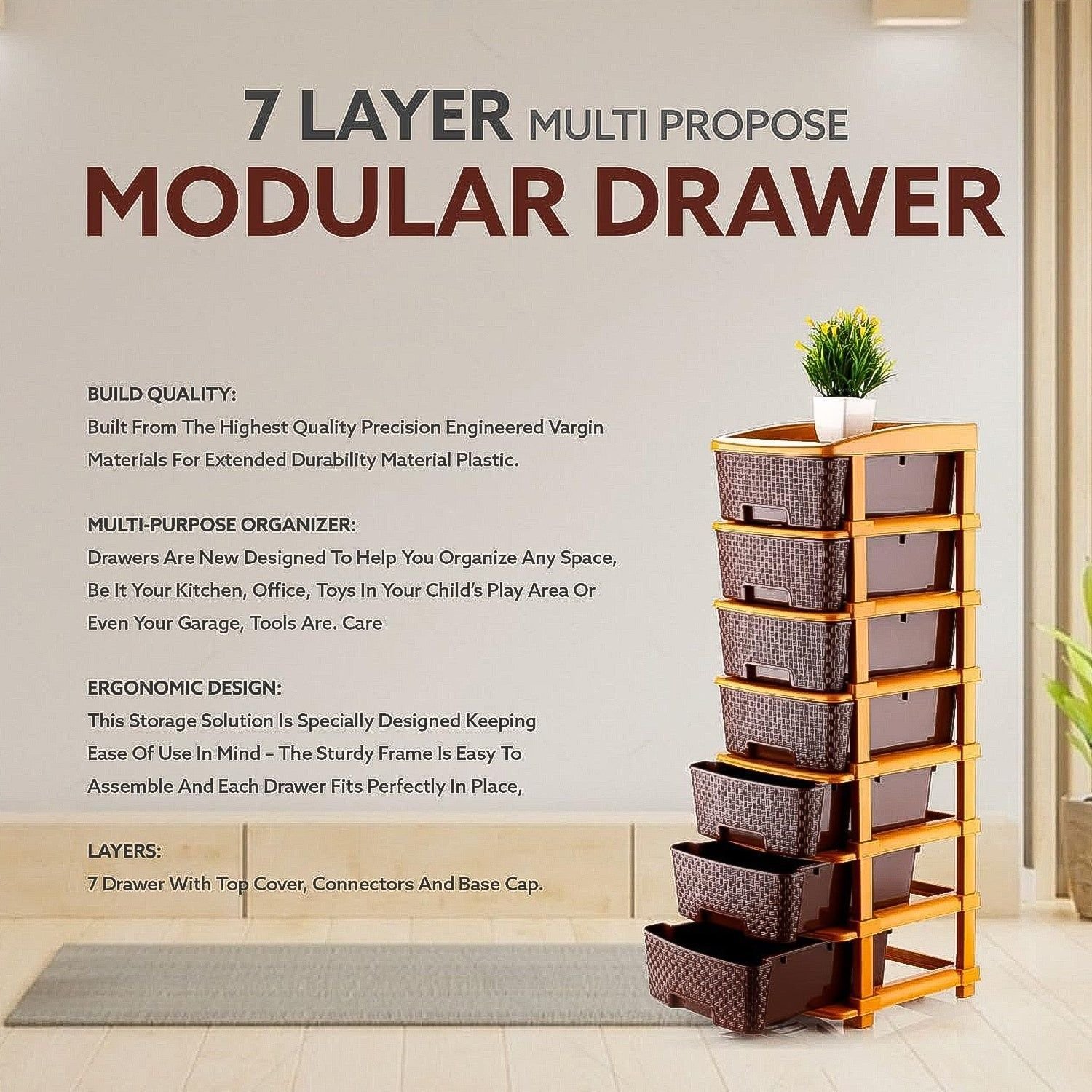 7-Layer Multipurpose Plastic Storage Drawer Organizer - Image 3