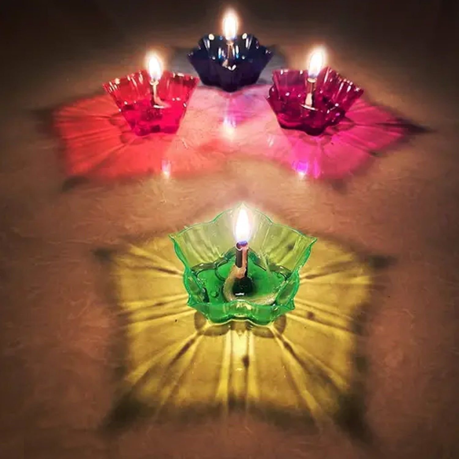Magical Reflection Diya Set with 6 Attractive Design Cup Set Of 12 Pieces, Diwali - Image 4
