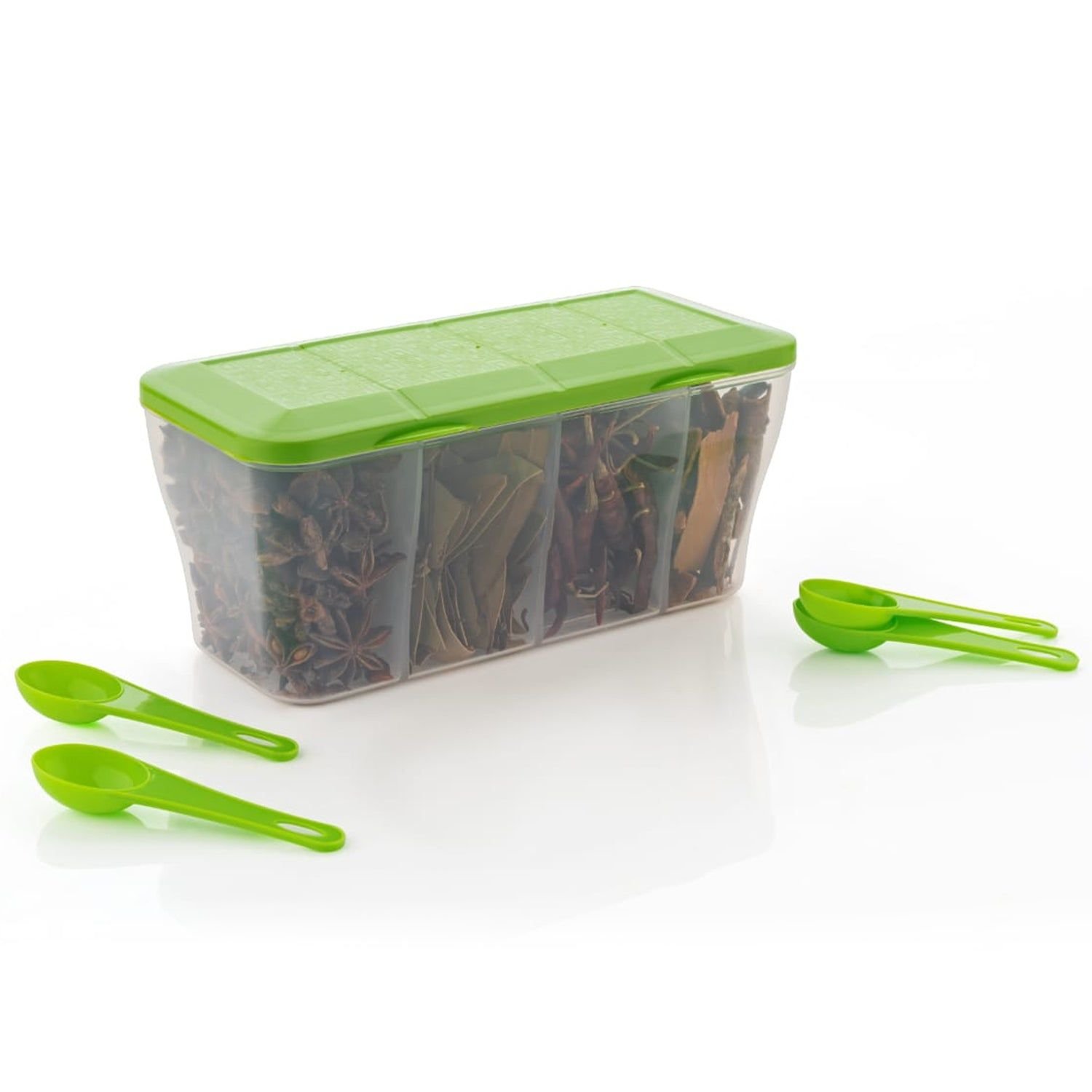 Kitchen Airtight 4-Section Storage Container / Pickle Jar with 4 Spoons (1 Pc / Mix Color) - Image 7