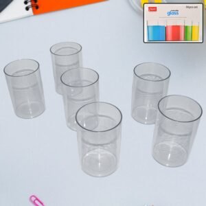 Apex Everyday Plastic Glass Set – 6 Pieces Lightweight & Unbreakable | Assorted Colour