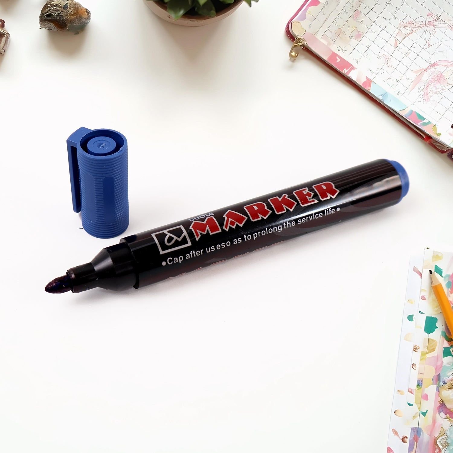 Premium Permanent Blue Marker Pen Set (12 Pc) - Image 6