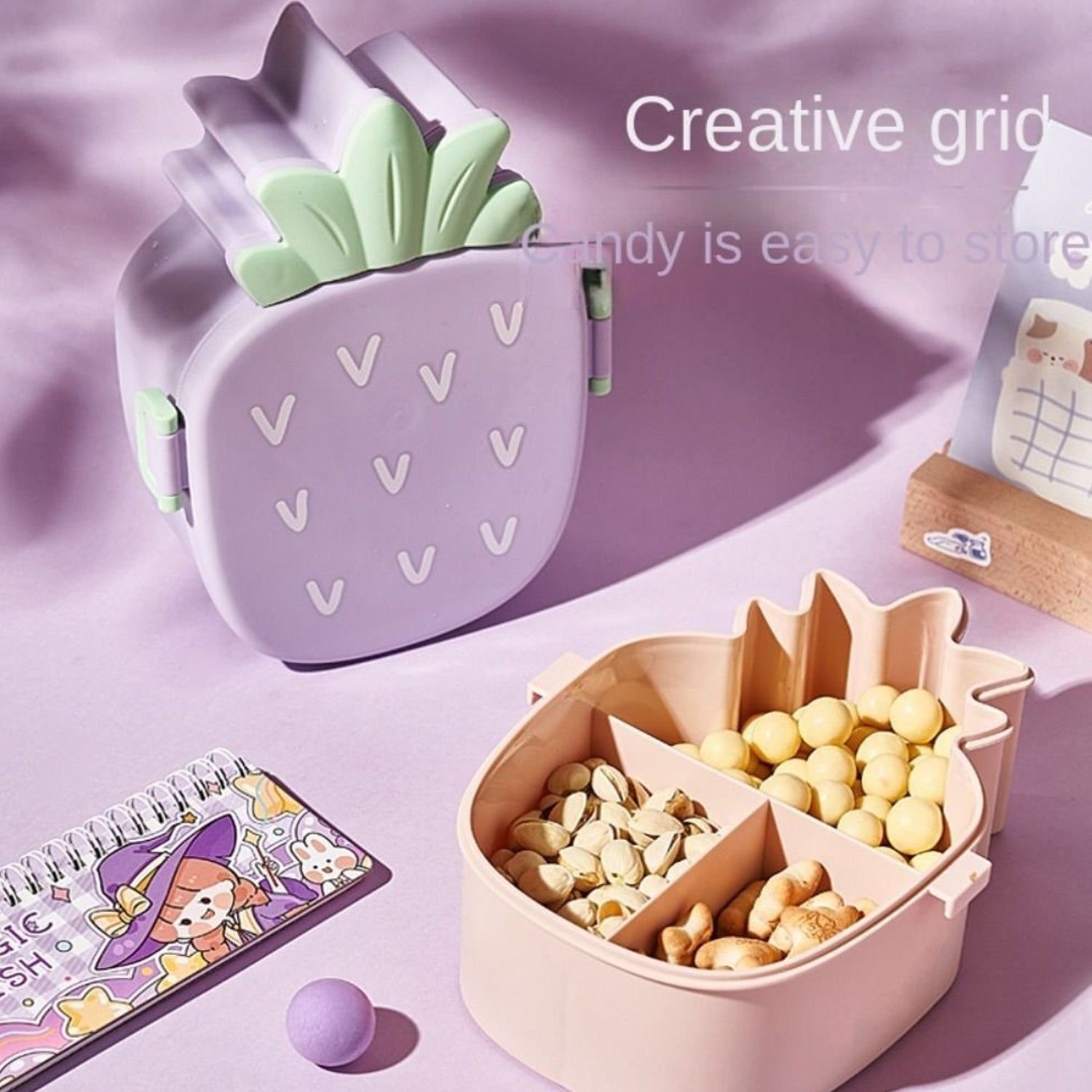 Kids Lunch Box Cute Pineapple Shaped Bento Box with Fork Spoon Snack Container Microwave Portable Office Lunch Box (1 Pc / With Spoon & Fork) - Image 7