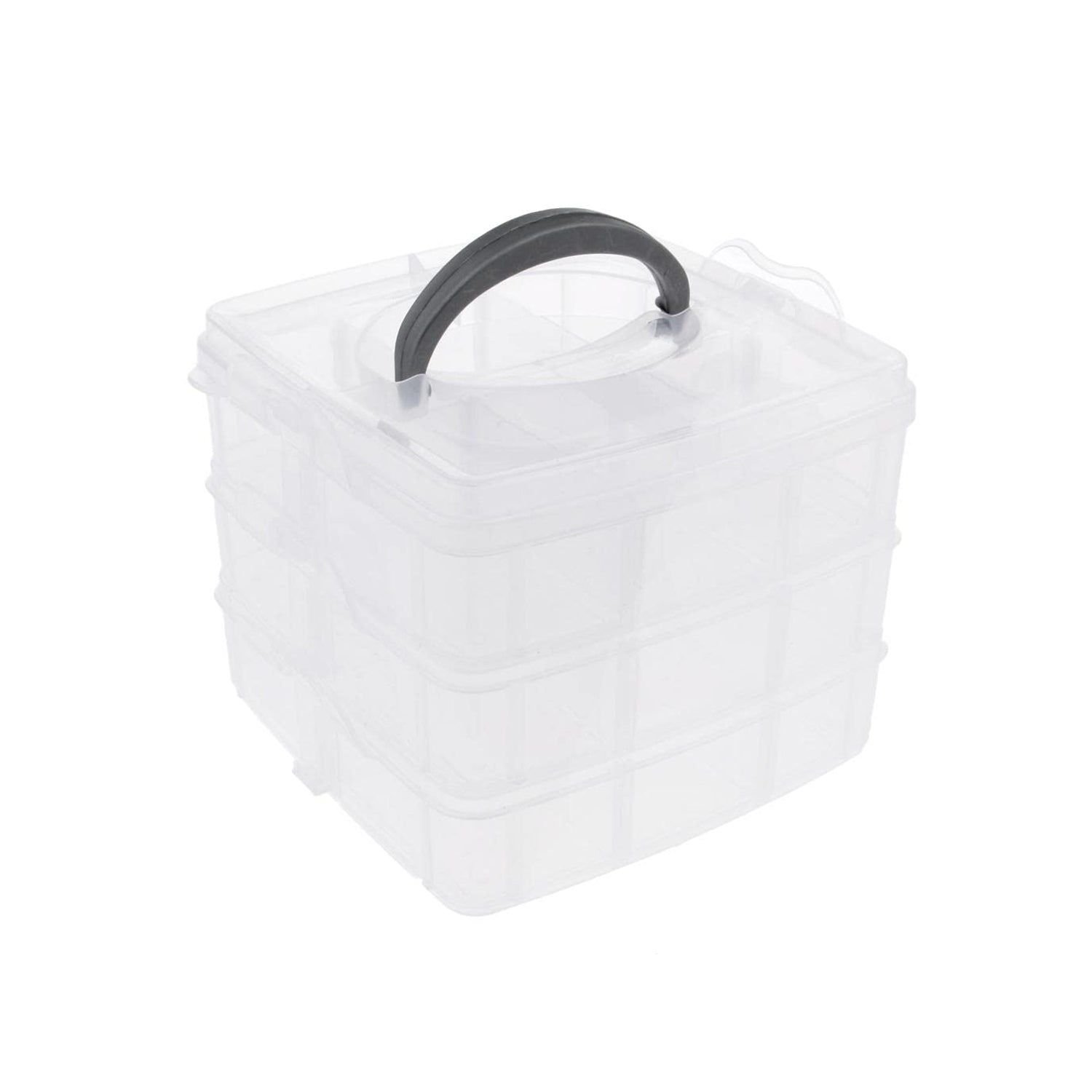 3-Tier 18 Sections Transparent Stackable Adjustable Compartment Slot Plastic Craft Storage Box - Image 6