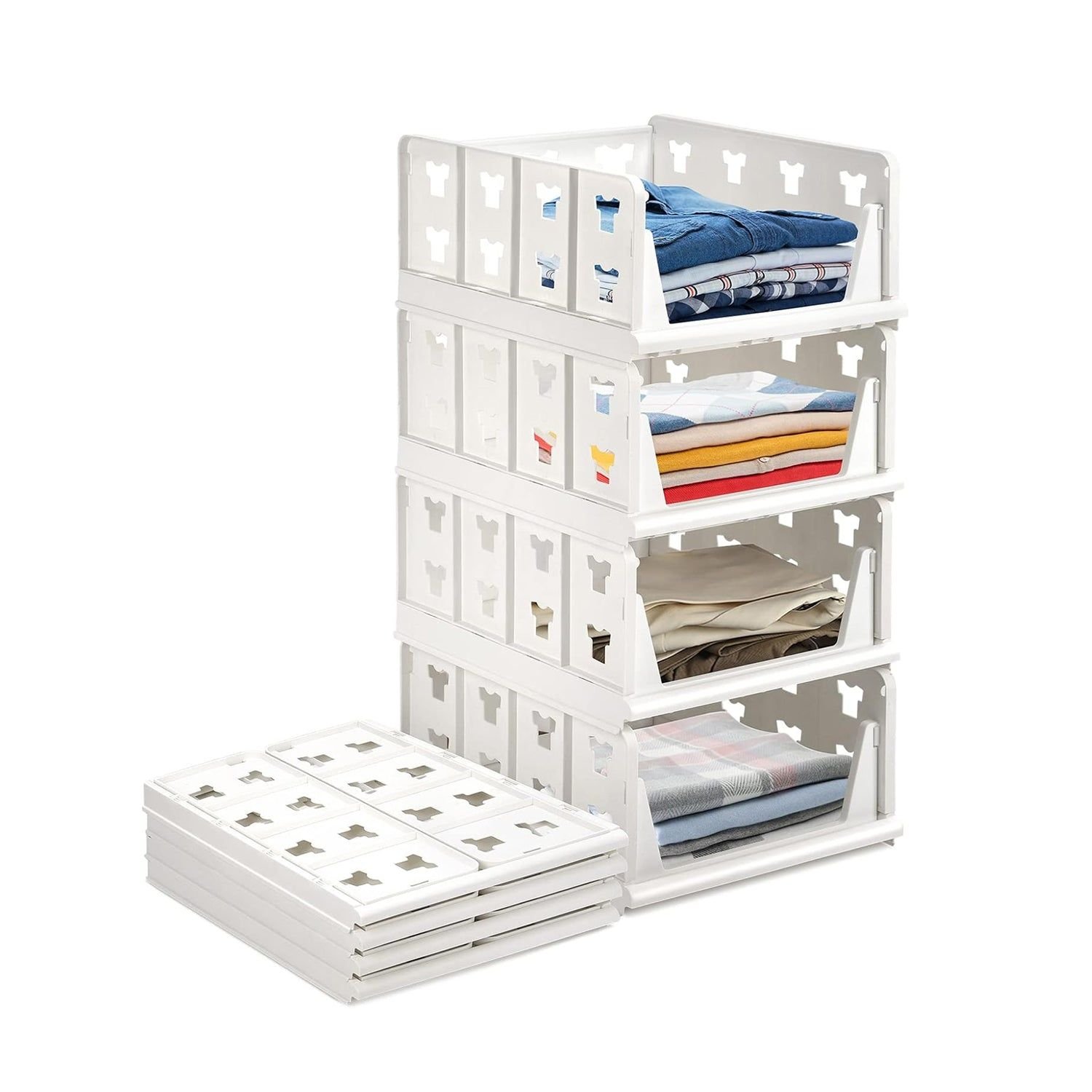 4-Layer Stackable Foldable Storage Organizer Cart for Kitchen, Closet, Bedroom & Bathroom - Image 4