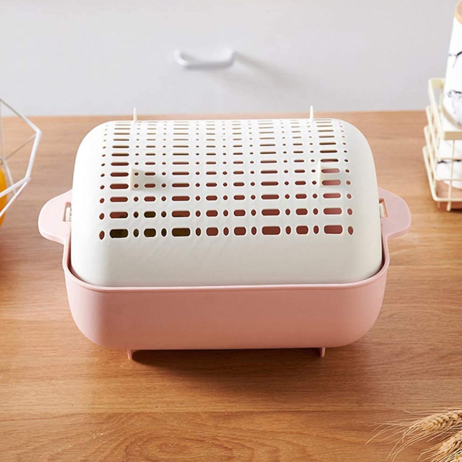 Multifunctional BPA Free Double Layered Plastic Rotatable Strainer Basket (Multicolor) - Image 10