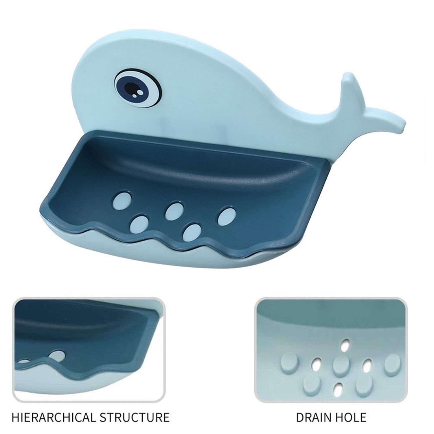 Fish Shape Wall-Mounted Double Layer Soap Holder for Bathroom & Kitchen - Image 5