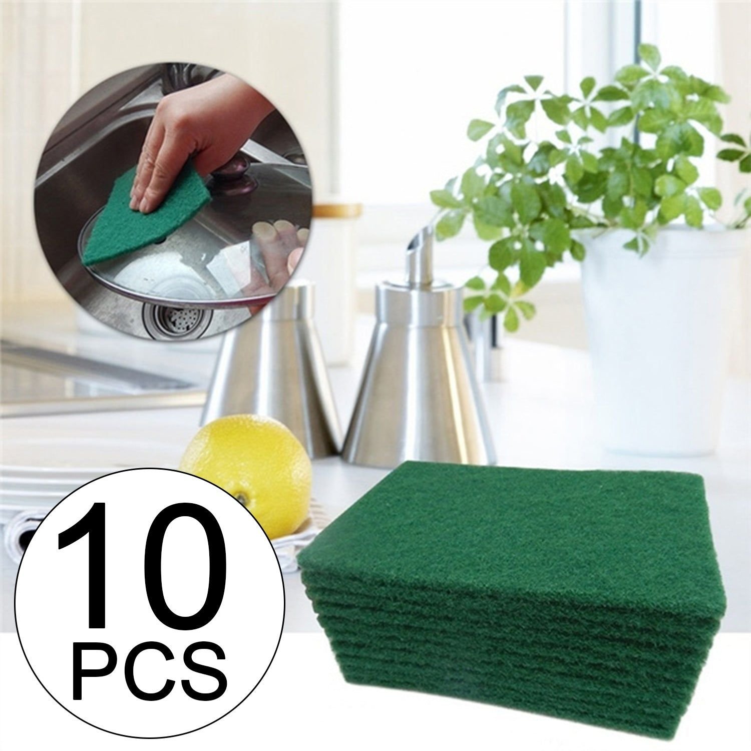 Scrub Sponge Cleaning Pads Aqua Green 10PCS - Image 4