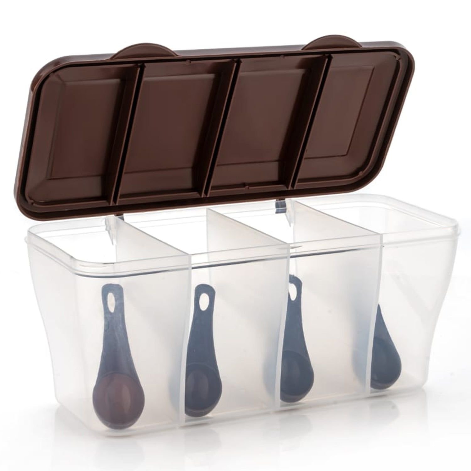 Kitchen Airtight 4-Section Storage Container / Pickle Jar with 4 Spoons (1 Pc / Mix Color) - Image 4