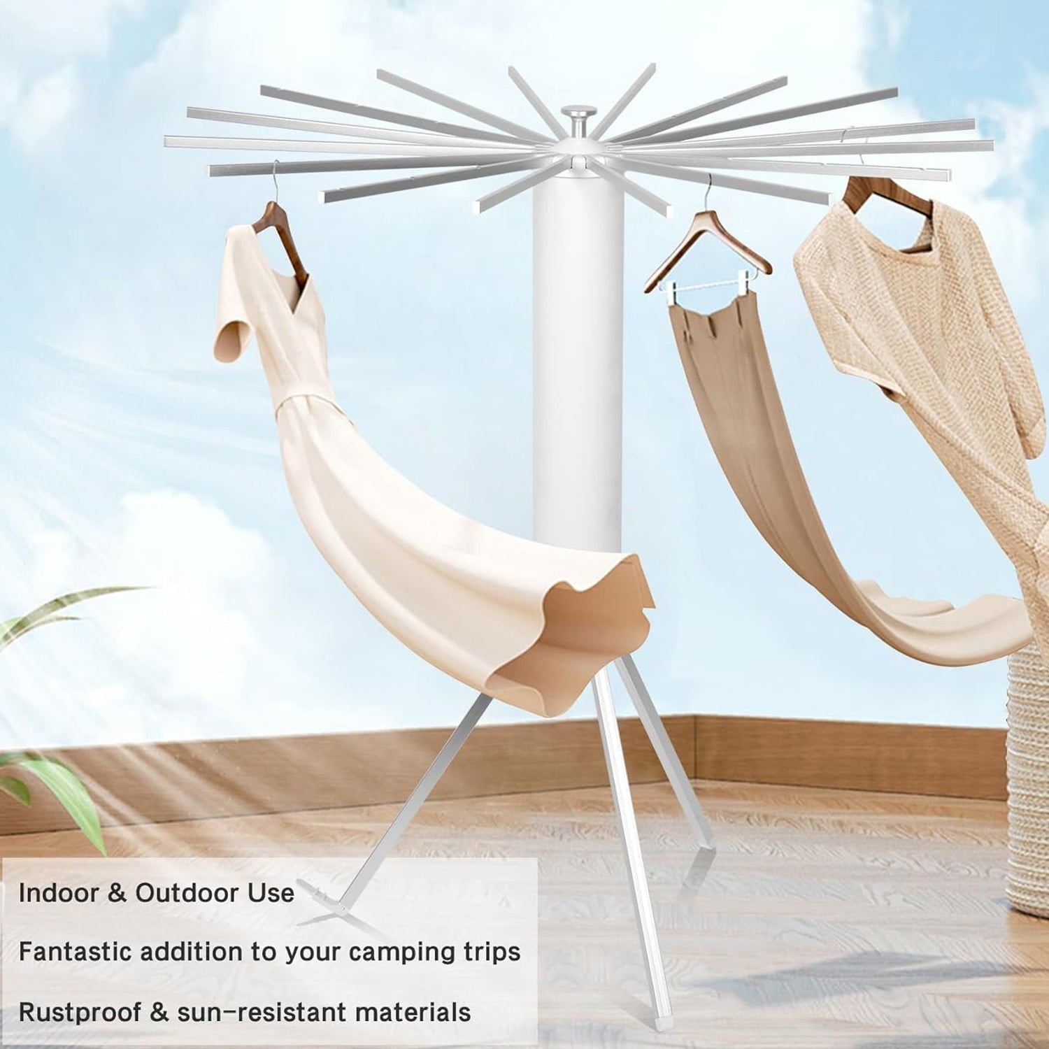 Foldable Rotary Clothes Drying Rack Stand (1 Pc) - Image 8