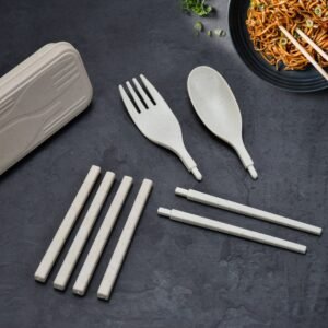 Spoon Fork Chopsticks Set Dinnerware 3PCS / Set Lunch Tableware Detachable Cutlery Portable Travel Kitchen Accessories | Assorted Colour