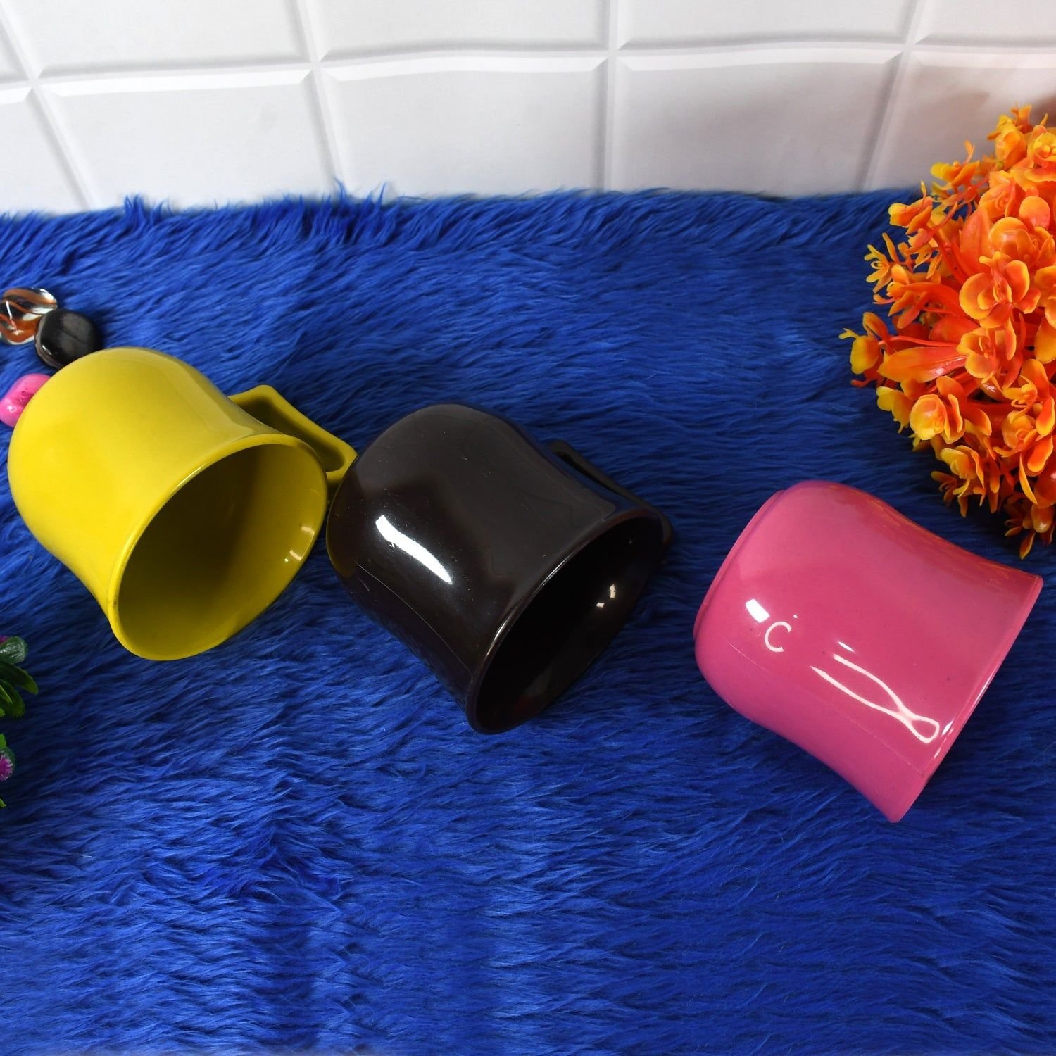 Premium Plastic Coffee / Tea Cups / Mug with Handle (1 Pc / Loose / Mix Color) - Image 6