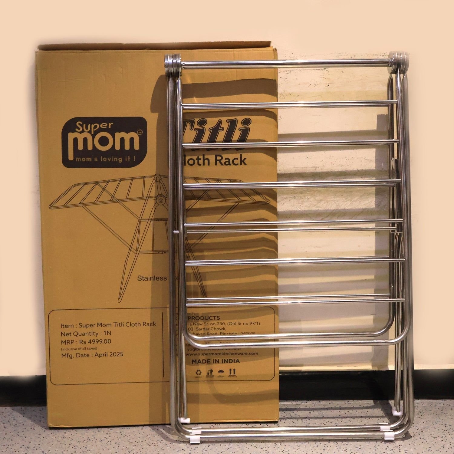 Supermom Premium Stainless Steel Heavy Duty Foldable Cloth Drying Stand (1 Pc) - Image 8