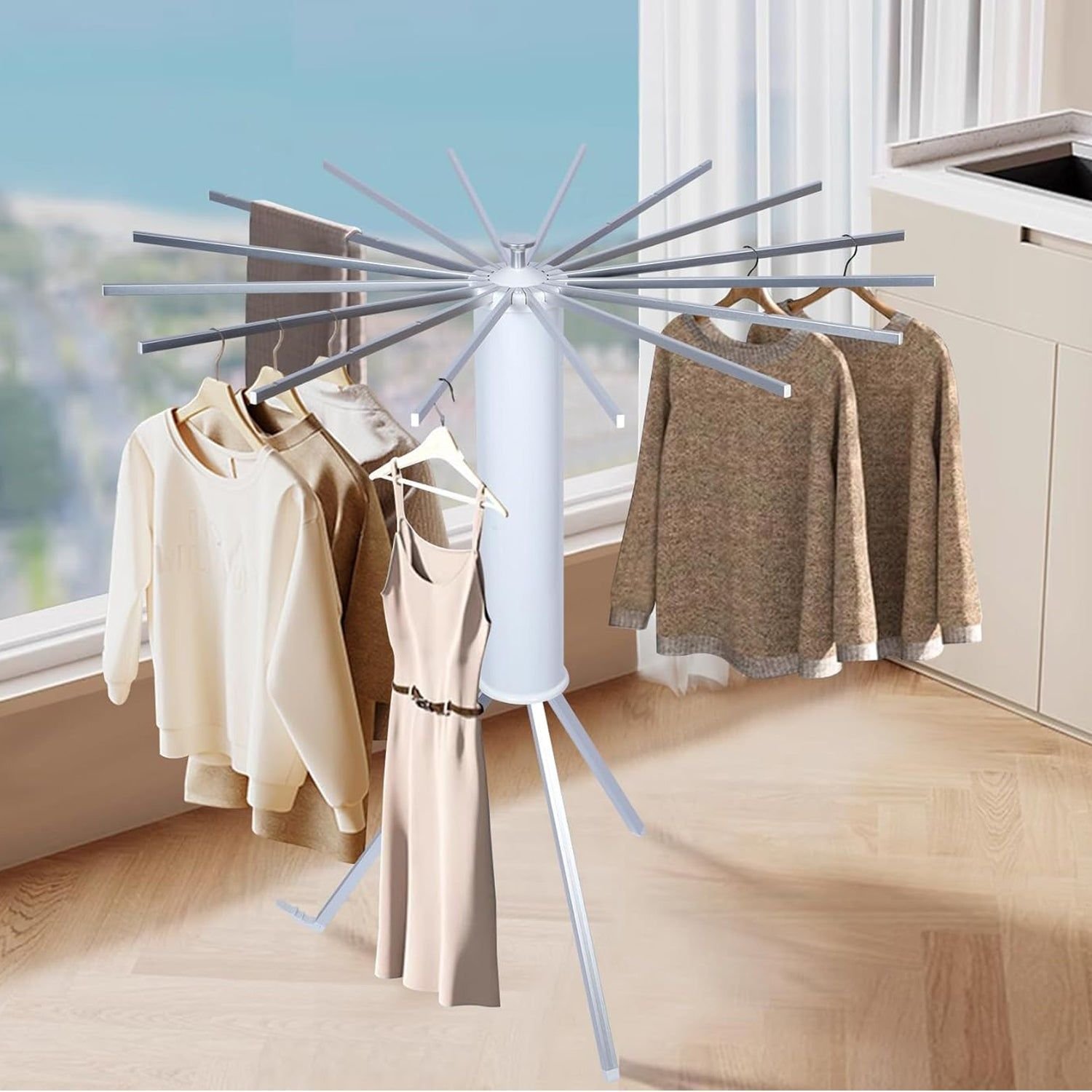 Foldable Rotary Clothes Drying Rack Stand (1 Pc) - Image 9