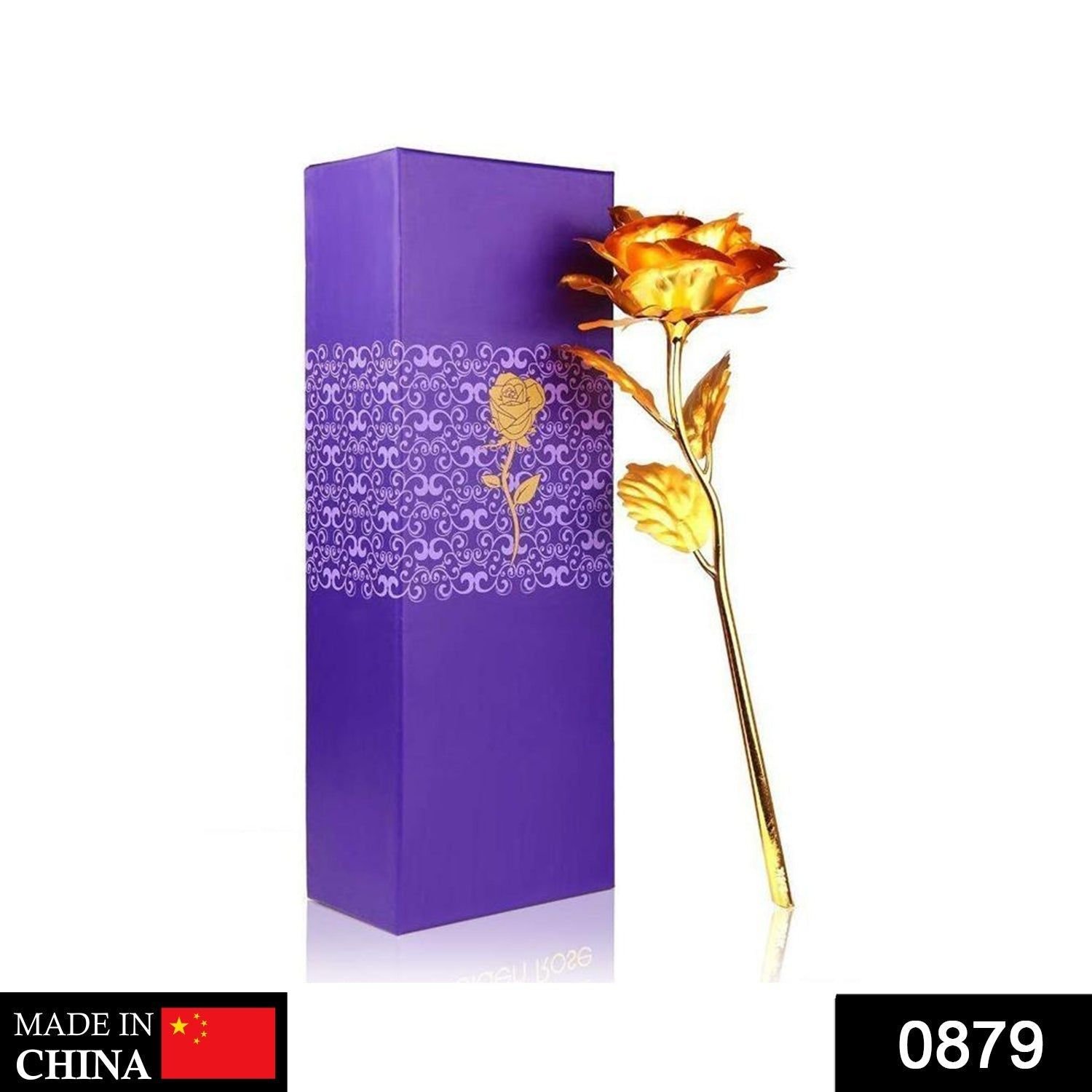 24K Artificial Golden Rose / Gold Red Rose with Gift Box (10 inches) - Image 3