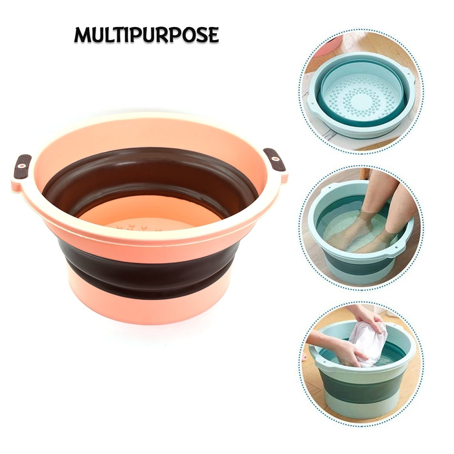 Multi-Purpose Portable Collapsible Folding Tub, with Hanging Hole & Save Storage Space, Also use for Foot Spa. - Image 9