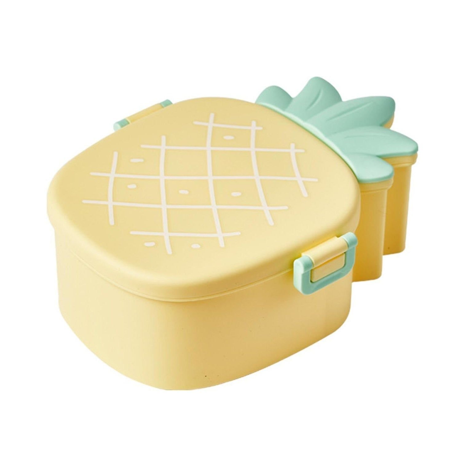 Kids Lunch Box Cute Pineapple Shaped Bento Box with Fork Spoon Snack Container Microwave Portable Office Lunch Box (1 Pc / With Spoon & Fork) - Image 5