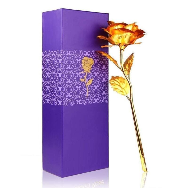 24K Artificial Golden Rose / Gold Red Rose with Gift Box (10 inches) - Image 2