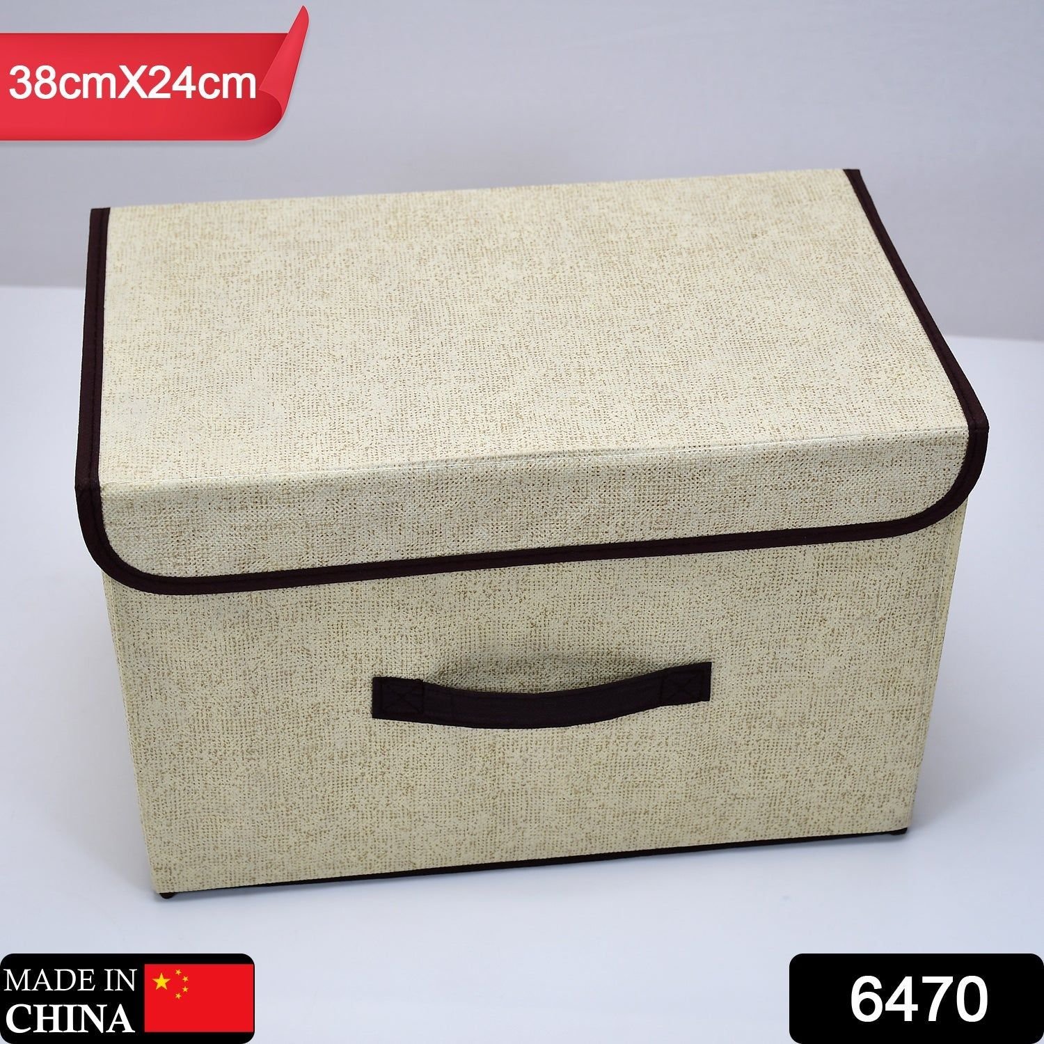 Foldable Storage Box with Lid and Handles, Cotton and Linen Storage Bins and Baskets Organizer for Nursery, Closet, Bedroom, Home - Image 2