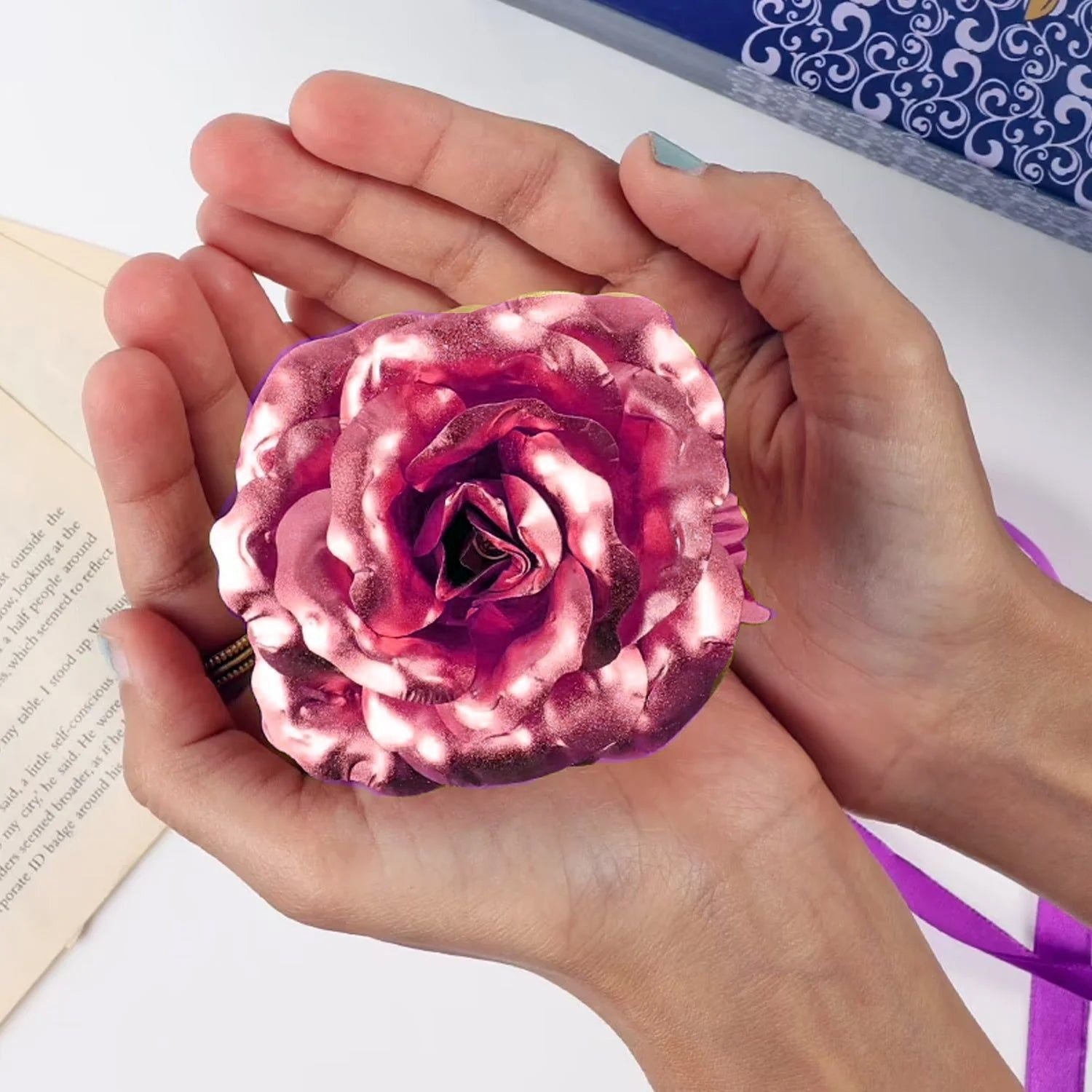 Gold Rose Artificial Rose Flower With Gift Box, Plastic Flowers Best Gifts for Friend Girl Wife Women, Golden Rose Gift for Valentine's Day, Mother's - Image 9