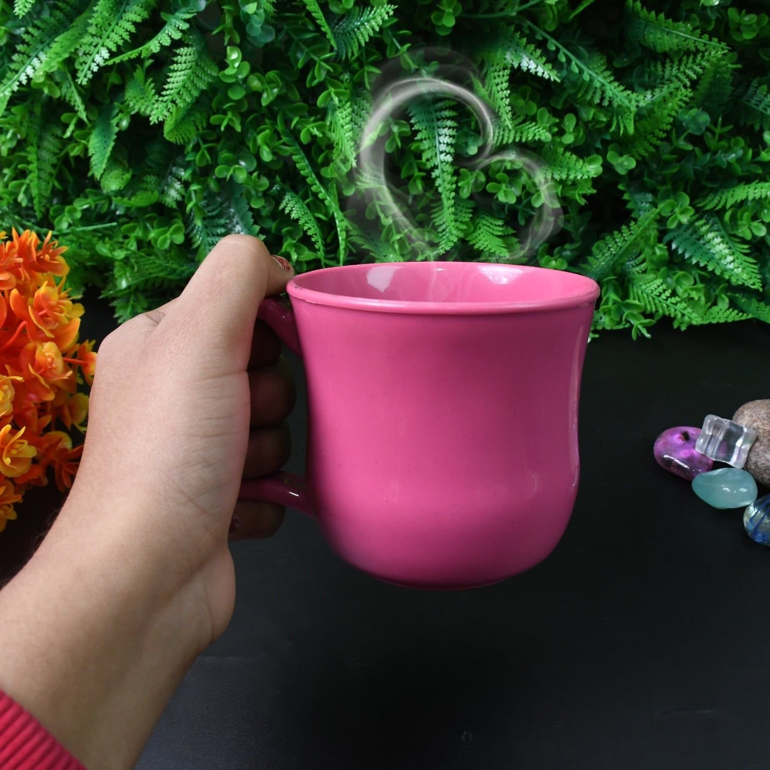 Premium Plastic Coffee / Tea Cups / Mug with Handle (1 Pc / With Color Box / Mix Color) - Image 9