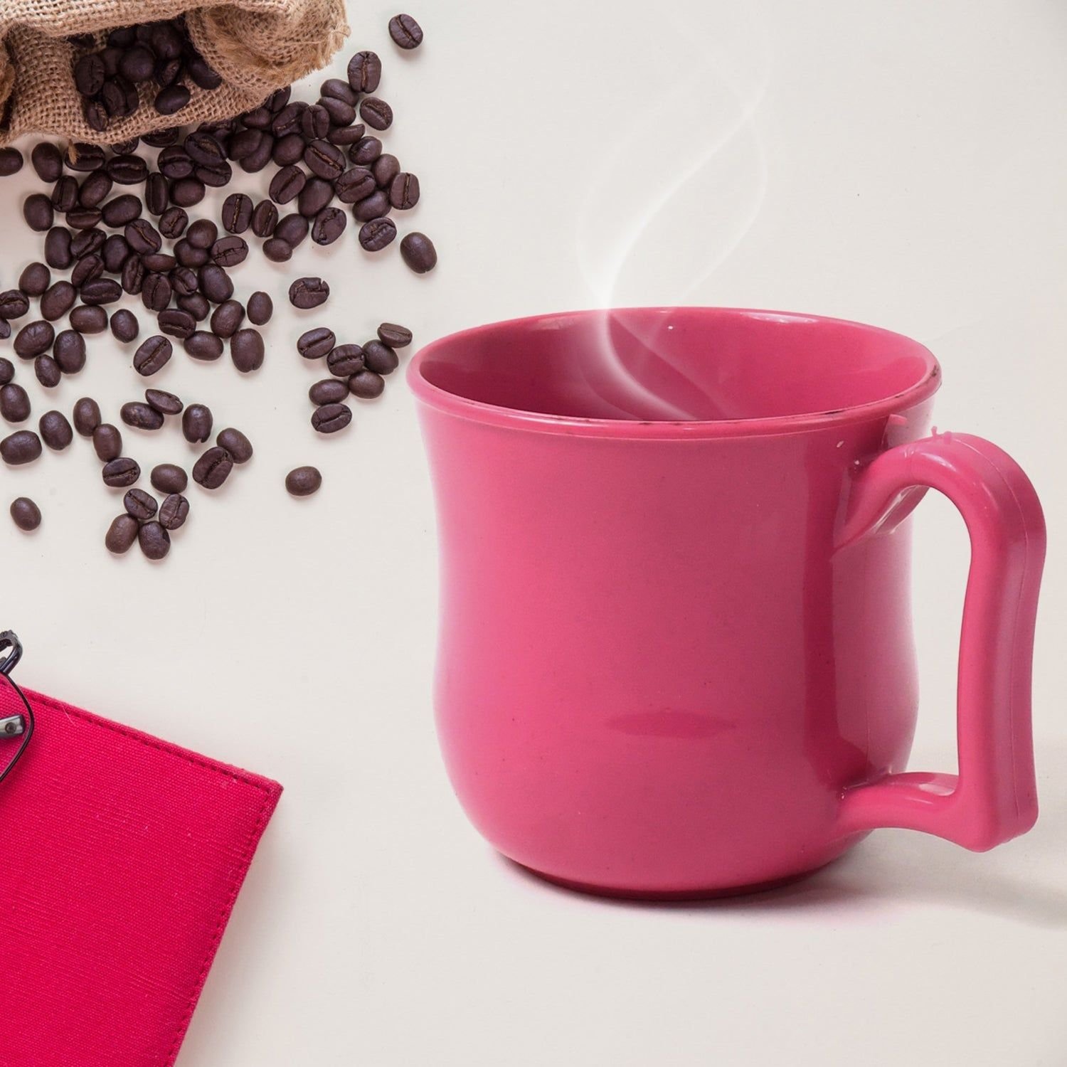 Premium Plastic Coffee / Tea Cups / Mug with Handle (1 Pc / With Color Box / Mix Color) - Image 10