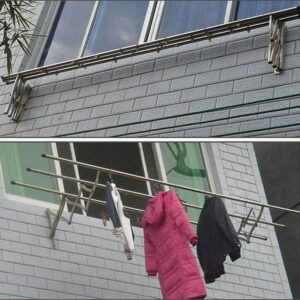 Clothes Rail Rack Clothes Drying Racks, Airer Clothes Drying Rack Wall Mounted Clotheshorse Clothes Airer Washing Cloth Line Extendable Fold Towel Rac