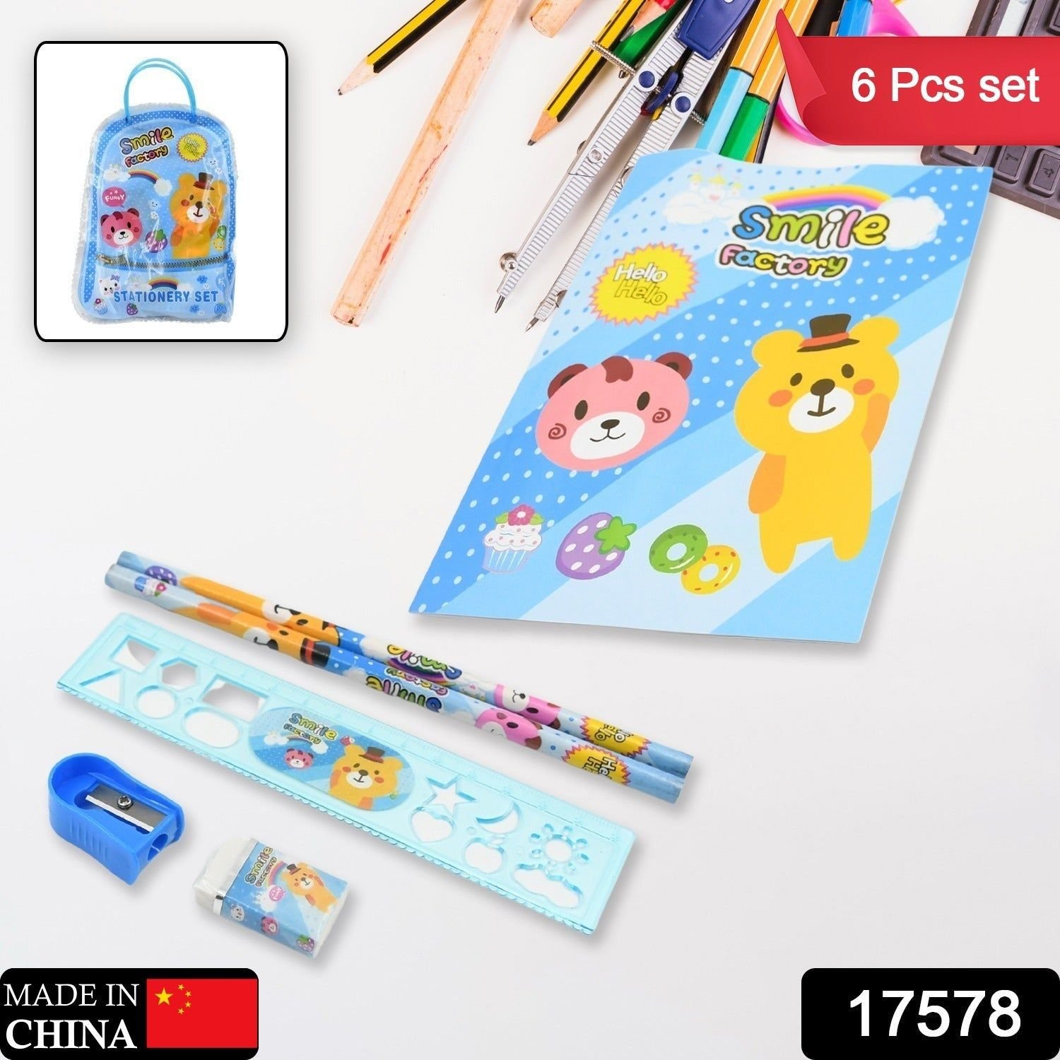 Stationery Kit for Kids - Stationery Set (6 Pcs Set / Mix Design) - Image 3