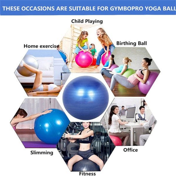Anti-Burst Exercise Heavy Duty Gym Ball (Multicolour) (75Cm) - Image 6