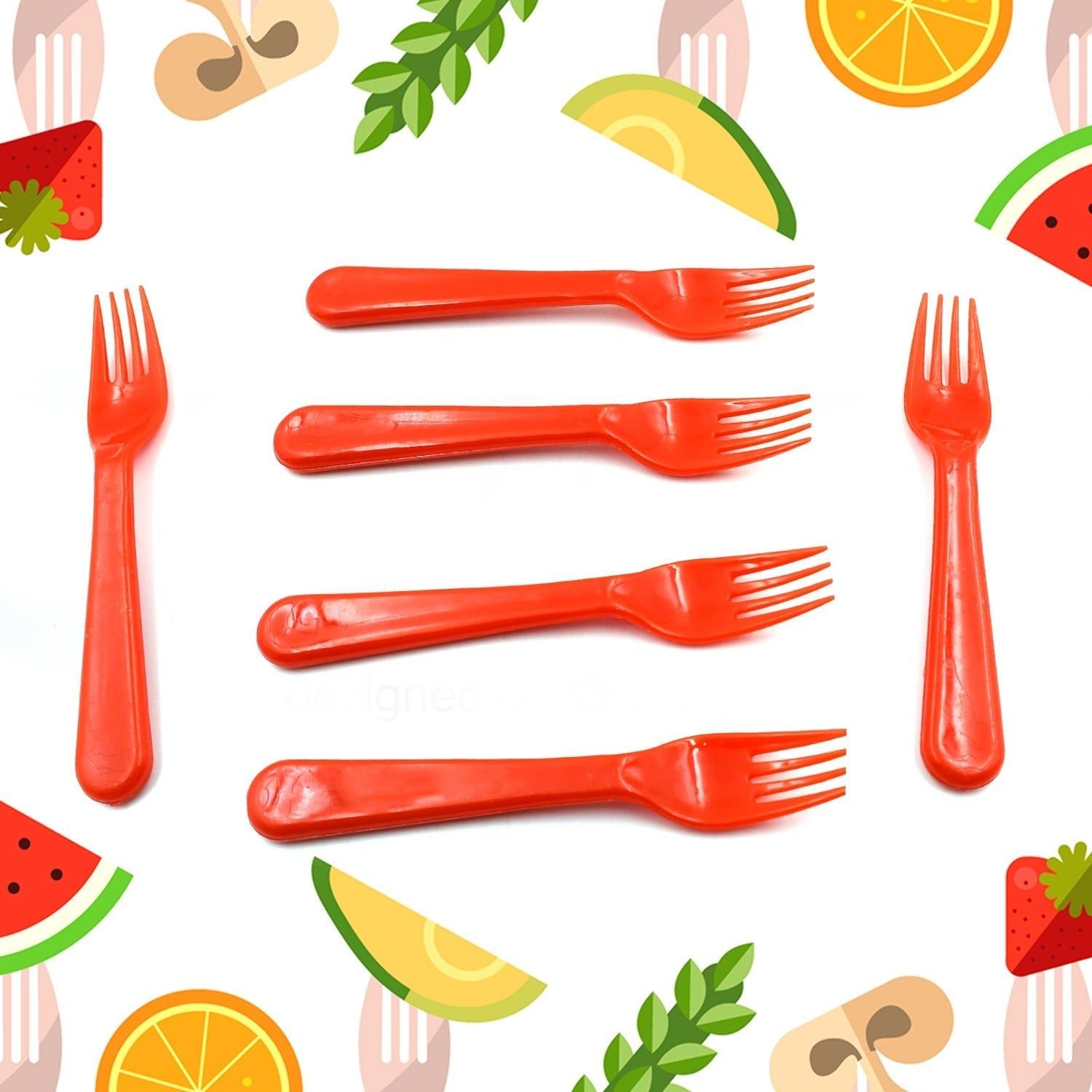 Plastic Fork Spoon, Fork Spoon Set, Fruit Fork Spoon Set | Baby Fork Spoon/Vegetable Fork Spoon, Plastic Salad Spoon, Dessert Spoon (6pc set) | Assort - Image 5