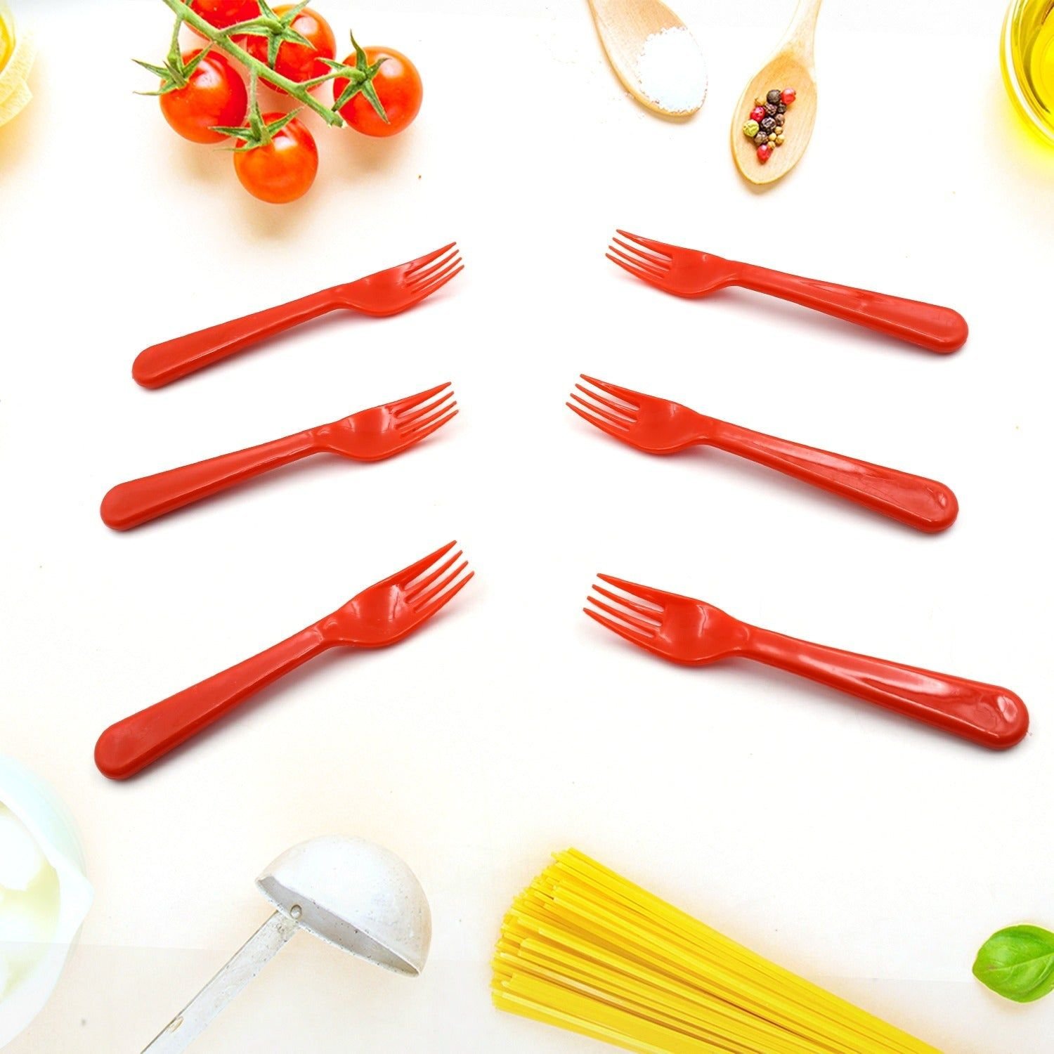 Plastic Fork Spoon, Fork Spoon Set, Fruit Fork Spoon Set | Baby Fork Spoon/Vegetable Fork Spoon, Plastic Salad Spoon, Dessert Spoon (6pc set) | Assort - Image 7