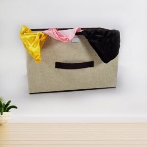 Foldable Storage Box with Lid and Handles, Cotton and Linen Storage Bins and Baskets Organizer for Nursery, Closet, Bedroom, Home