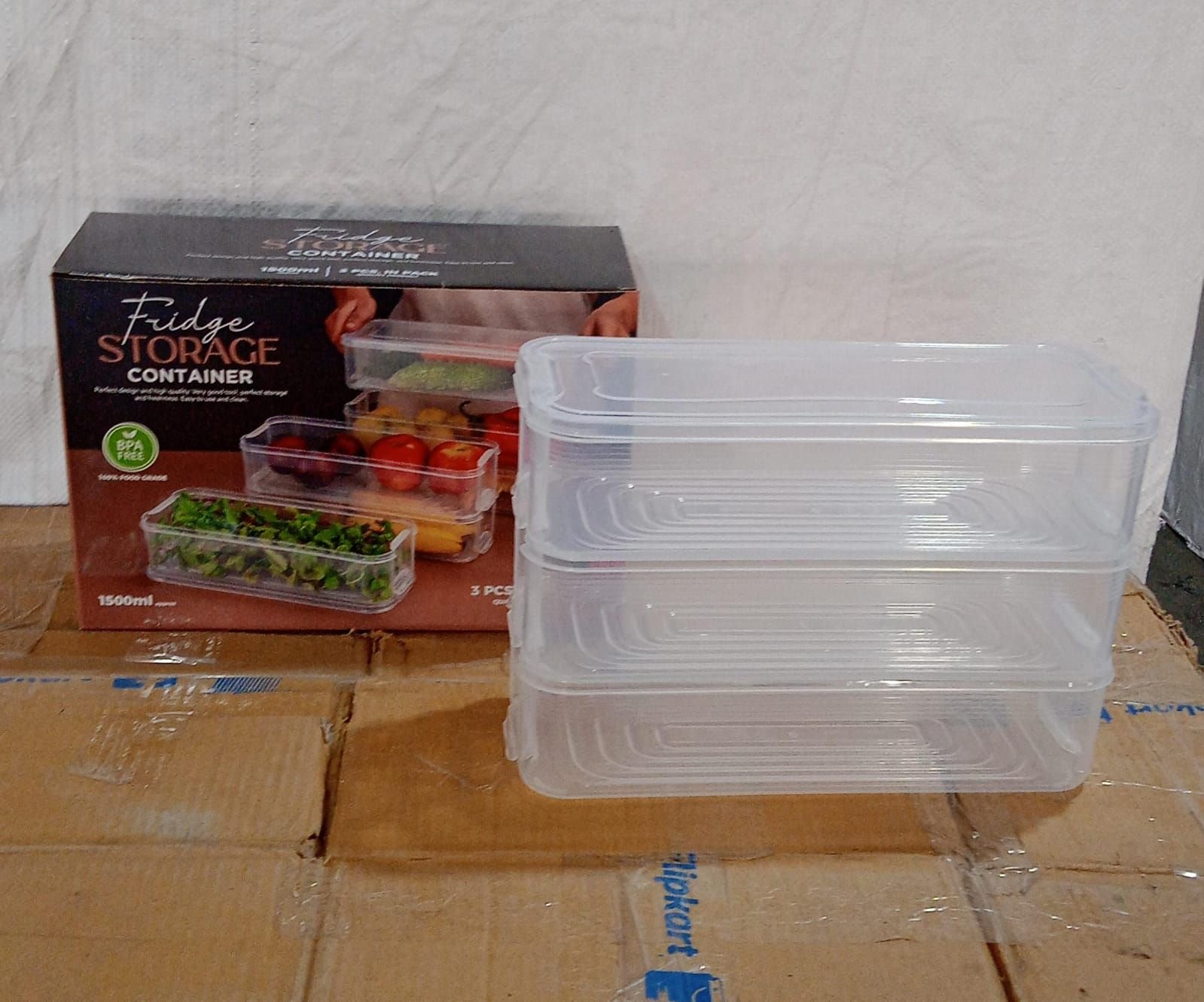 3 Fridge Storage Container, Fridge Organizer with Lid Stackable Fridge Storage Containers Plastic Freezer Storage Containers for Fish, Meat, Vegetables, Fruits, Pack of 3pcs, 1500ML Approx - Image 8