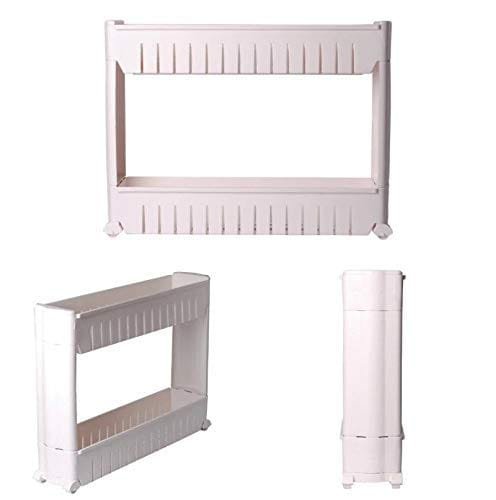 Multipurpose 2 Layer Slim Side Space Saving Storage Organizer Rack Shelf - Image 8