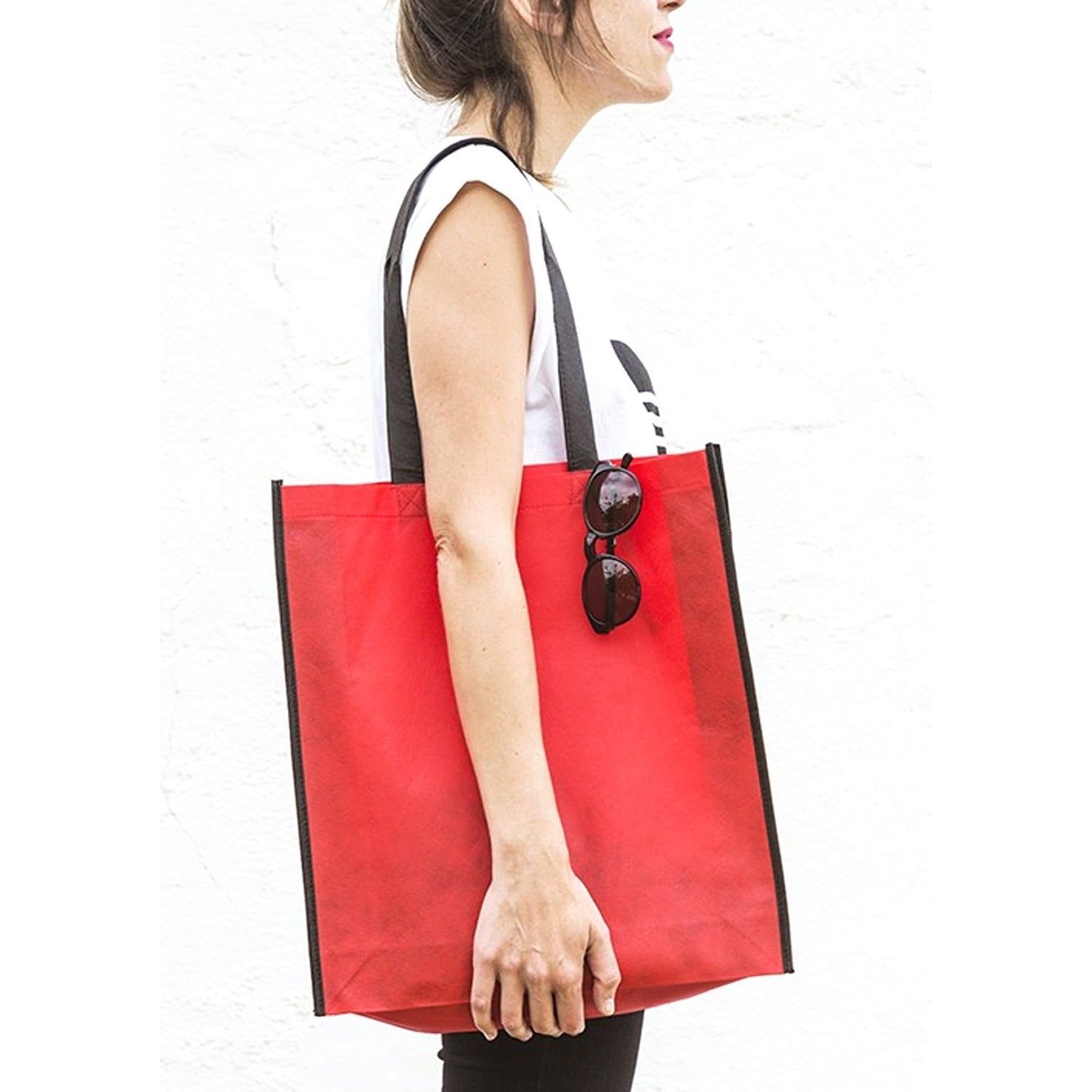 Reusable Small Size Grocery Bag Shopping Bag with Handle, Non-Woven Gift Bag Goodies Bag Carry Bag for Wedding Return Gifts - Image 3