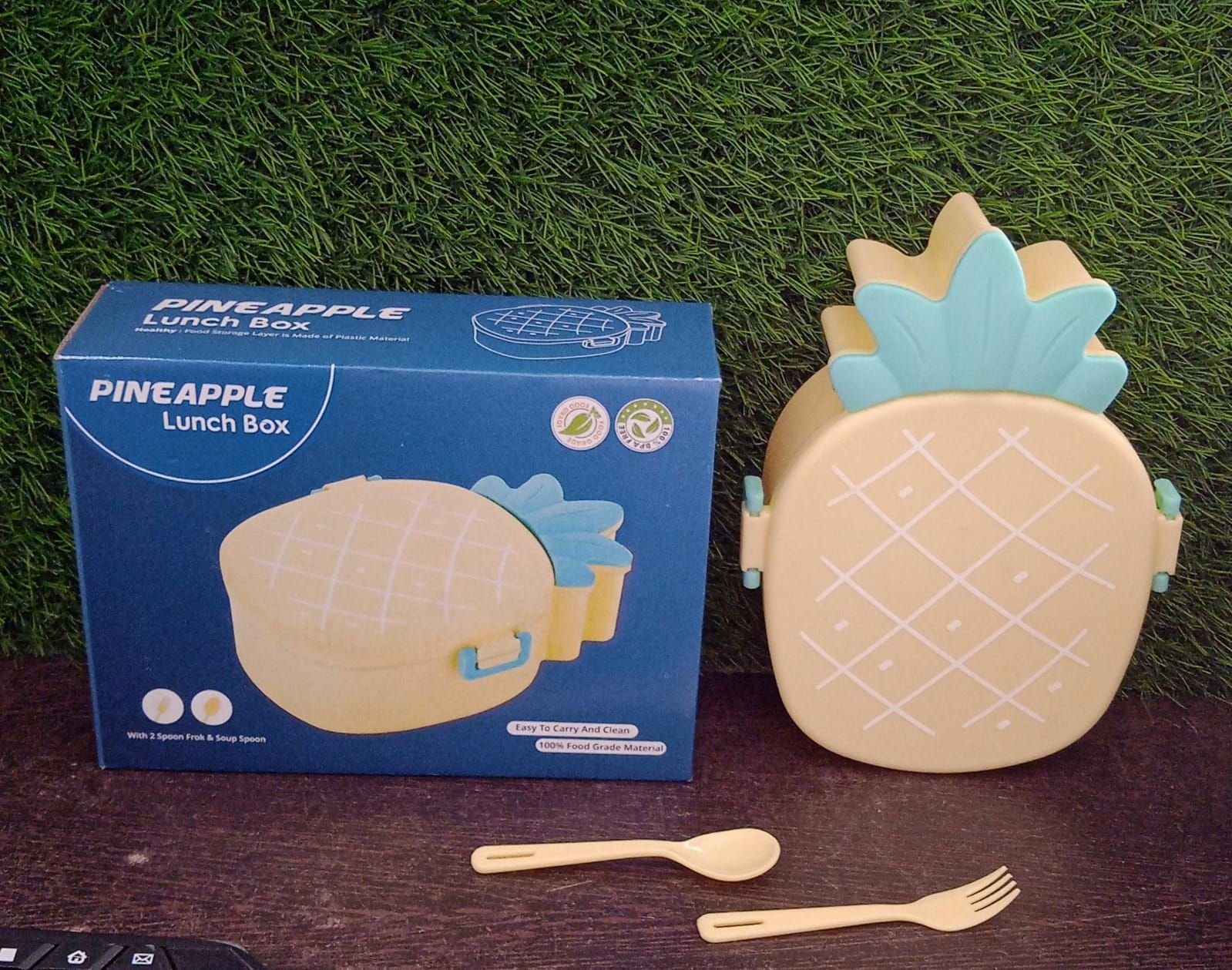 Kids Lunch Box Cute Pineapple Shaped Bento Box with Fork Spoon Snack Container Microwave Portable Office Lunch Box (1 Pc / With Spoon, Fork & Color Bo - Image 10
