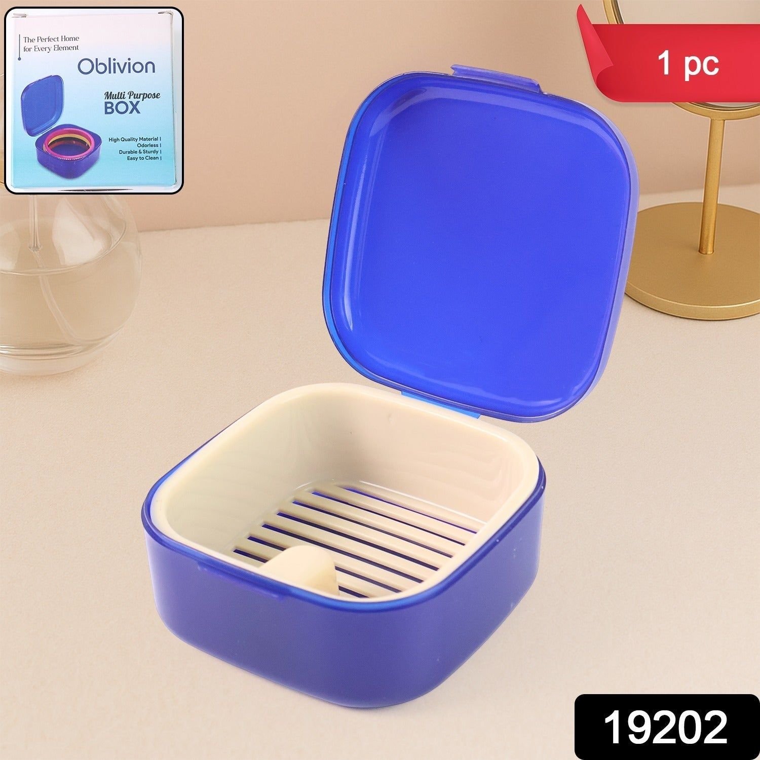 Blue Oblivion Multi-Purpose Storage Box with Lid, DENTURE CASE (1 Pc) - Image 2