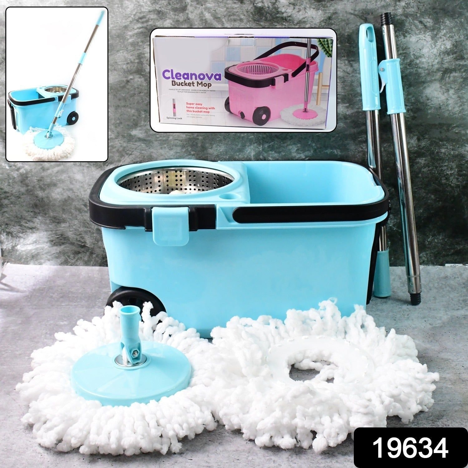 360° Spin Mop with Super Absorbent Microfiber Heads (1 Set) - Image 2