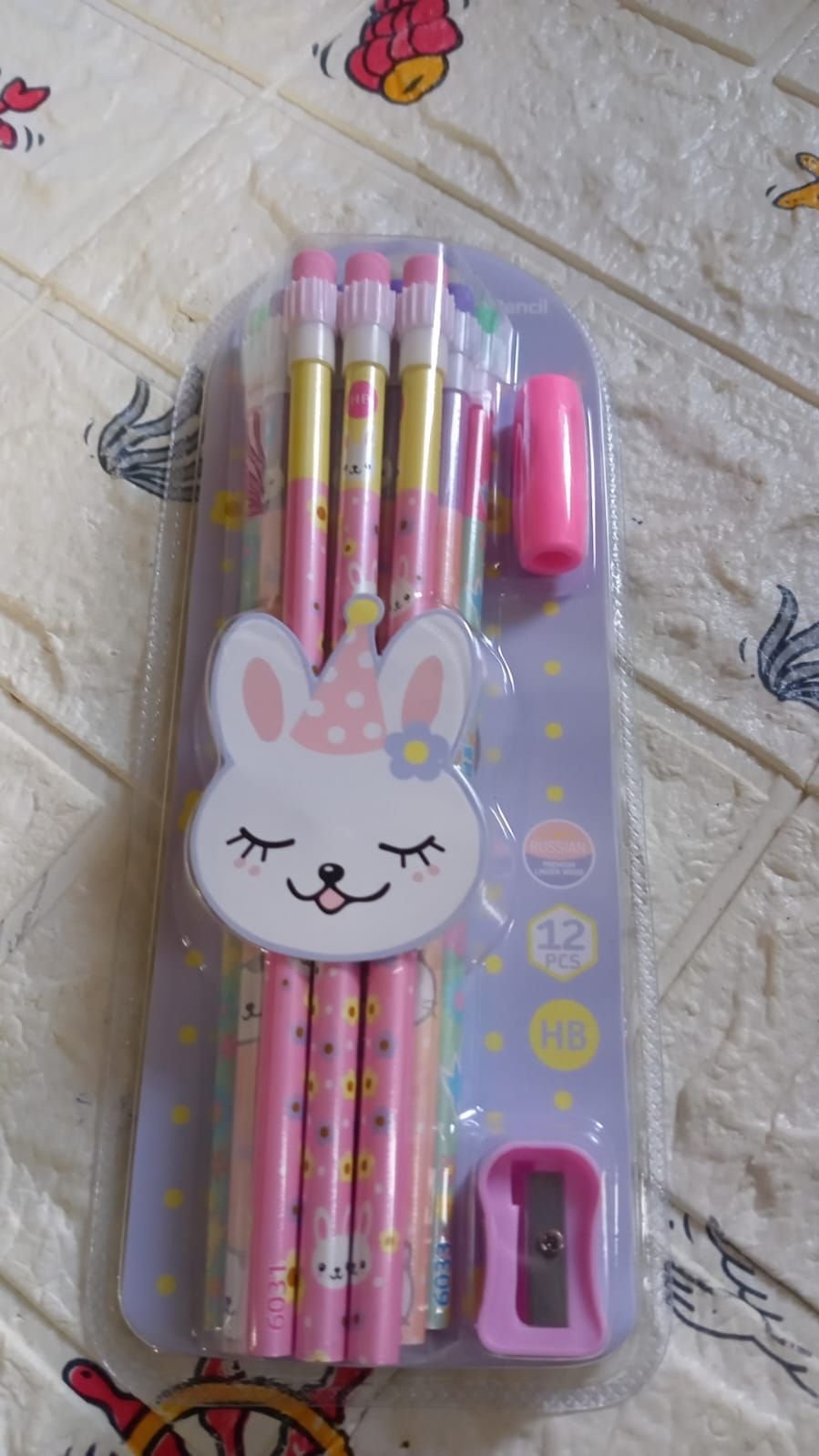 Cute Rabbit Bear Drawing Graphite Writing Pencil Set with Pencil Sharpener & Eraser, Pencil and Eraser Set with Eraser for Kids, for Girls, Fancy School Stationary, Birthday Party Return Gift (14 Pc Set) - Image 9