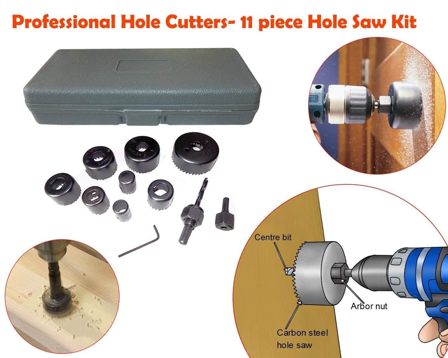 Wood Hole Saw Cutting Set (11 pcs, 19-64mm, Multicolour) - Image 4