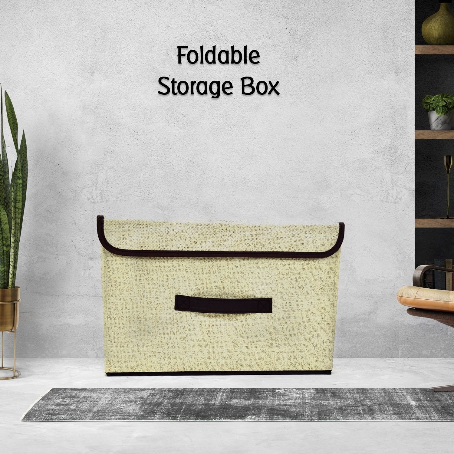 Foldable Storage Box with Lid and Handles, Cotton and Linen Storage Bins and Baskets Organizer for Nursery, Closet, Bedroom, Home - Image 3