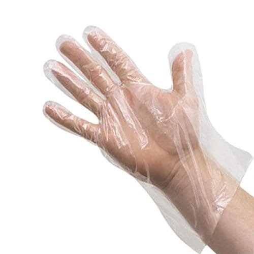 Plastic Transparent Disposable Clear Gloves (White) (100Pc) - Image 3