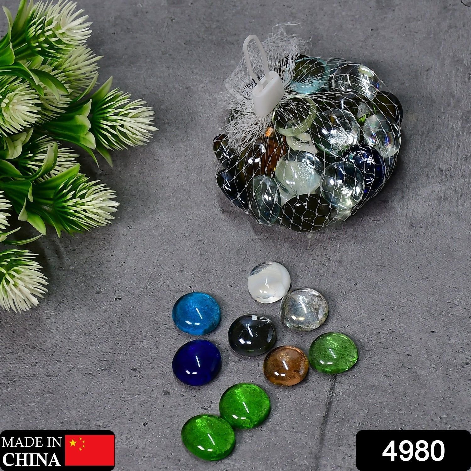Glass Gem Stone, Flat Round Marbles Pebbles for Vase Fillers, Attractive pebbles for Aquarium Fish Tank. - Image 2